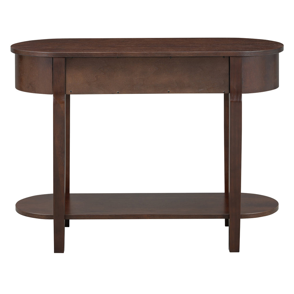 TREXM Elegant Retro Console Table with Curved Design and Smooth Glaze for Entryways, Living Rooms and hallways (Espresso)