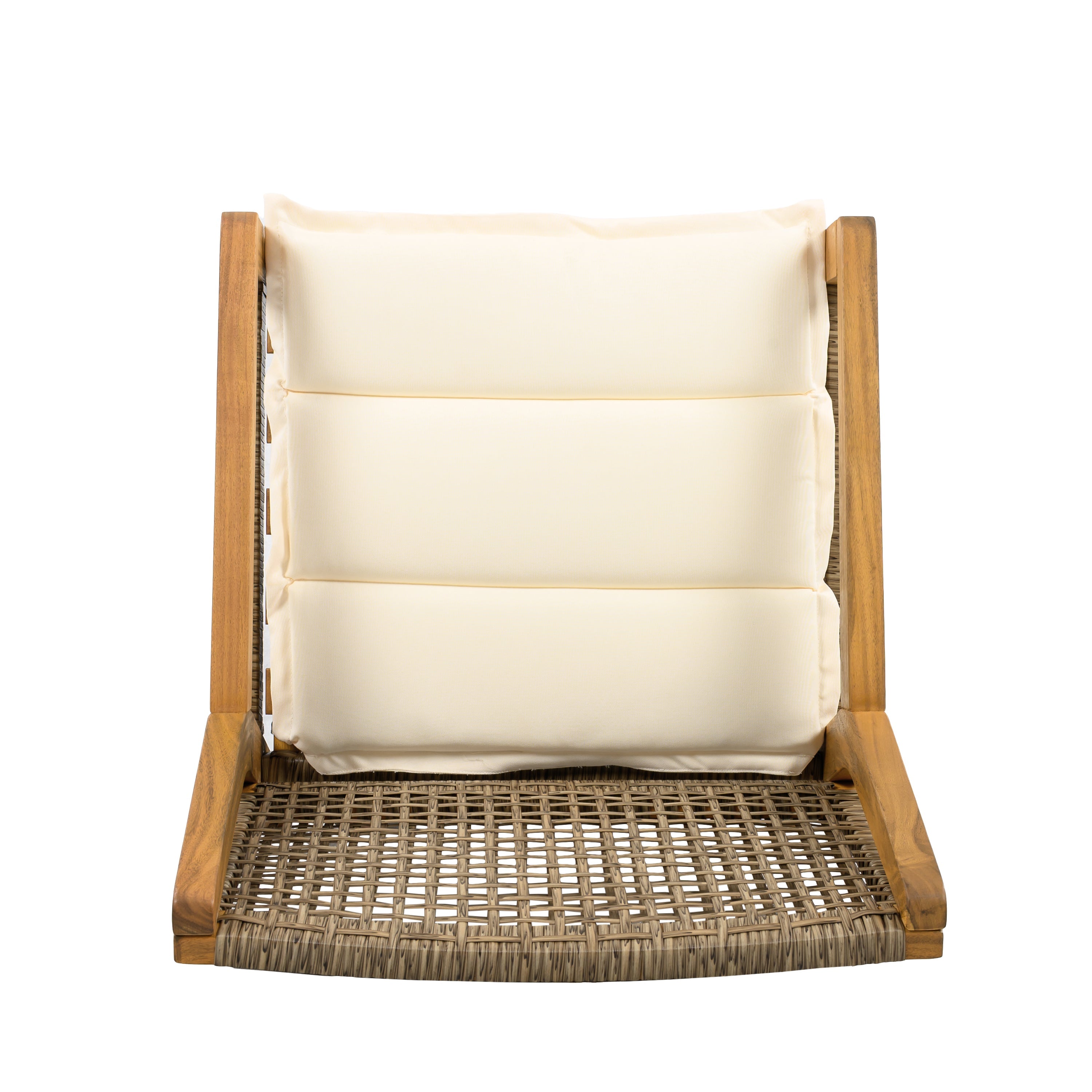 Outdoor Dining Set – Premium Acacia Wood Della Table & Wicker Chairs with Cream Cushion for Comfortable Dining Experience,Suitable for large gatherings(1 Table + 4 Chairs)