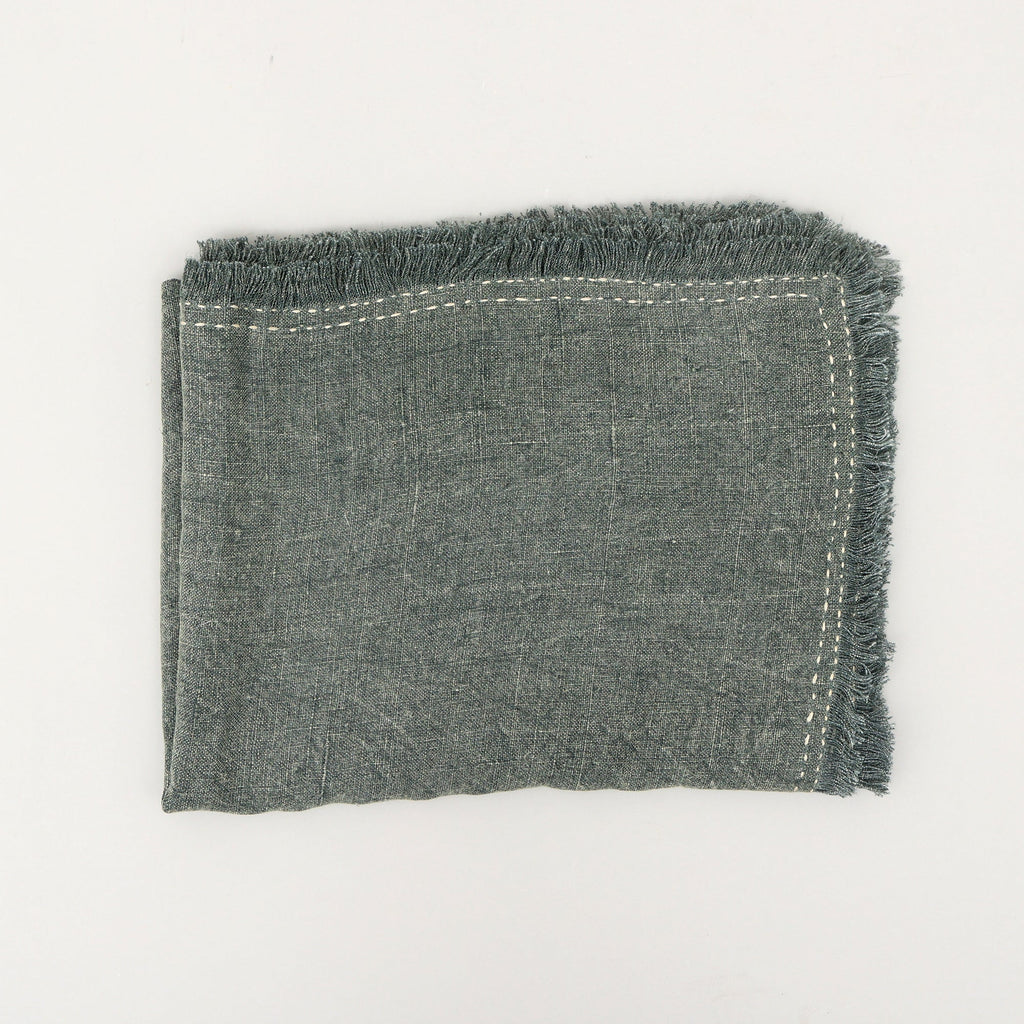 Stonewashed Linen Woven Throw Blanket with Fringe – 52X68'