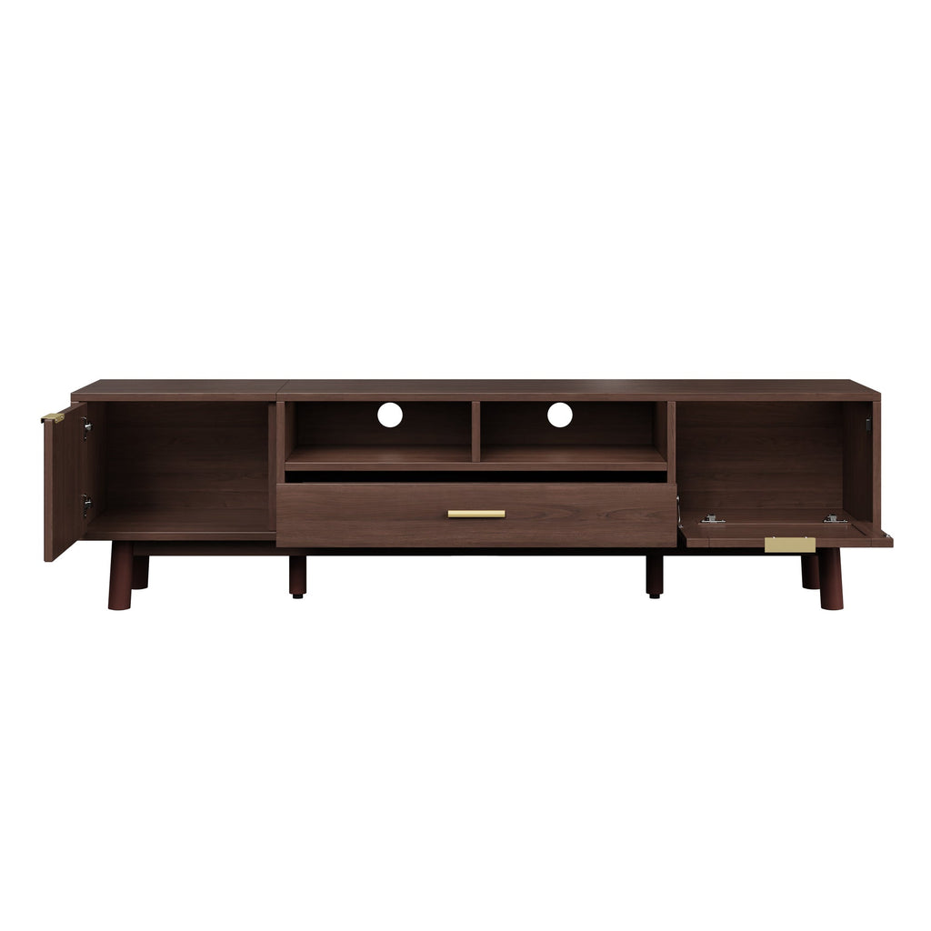 Wood Fashionable TV Stand for 75' TVs, TV Cabinet with Soft-Closing Door and Drop-Down Door Cabinet, Modern TV Consoles for Living Room, Bedroom