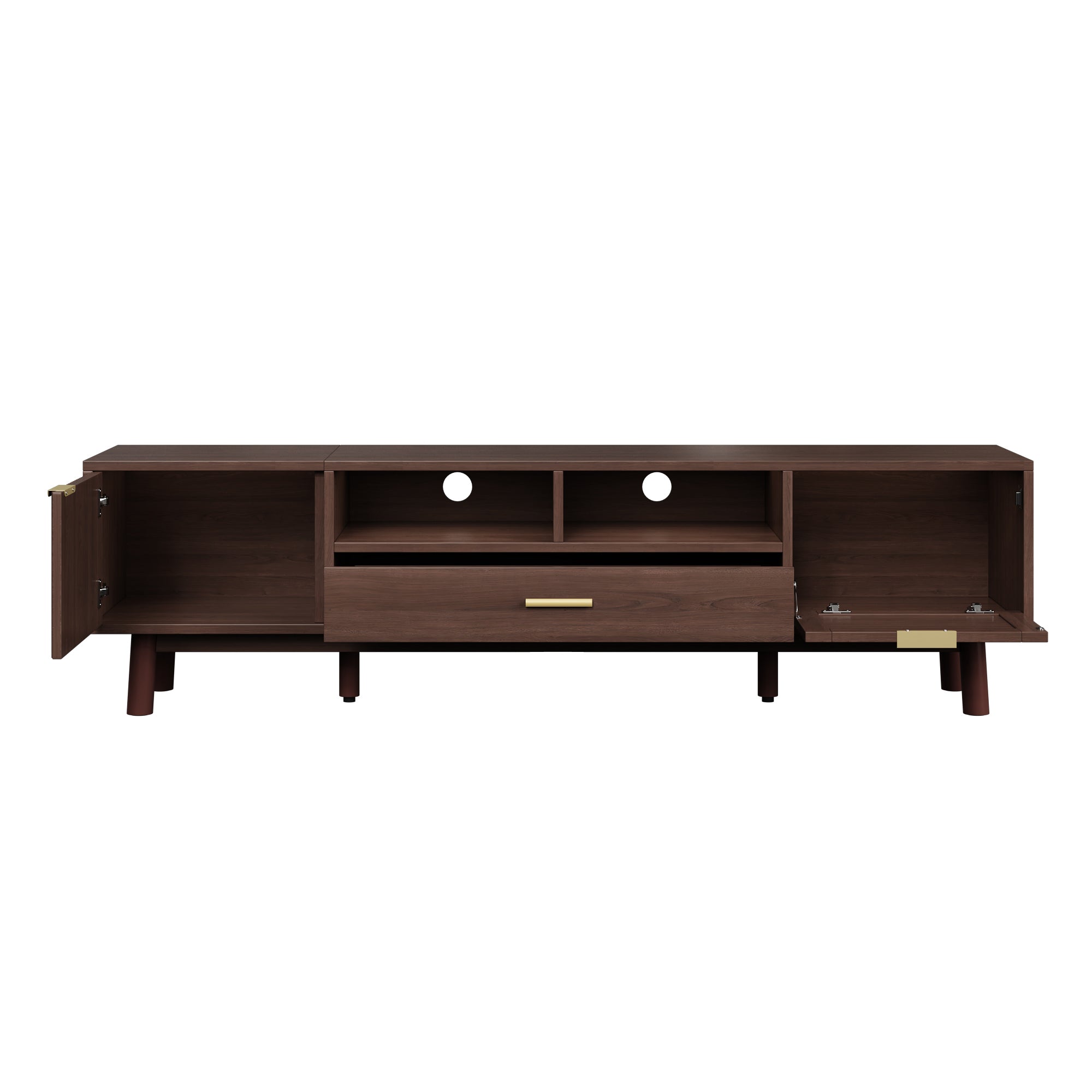 Wood Fashionable TV Stand for 75' TVs, TV Cabinet with Soft-Closing Door and Drop-Down Door Cabinet, Modern TV Consoles for Living Room, Bedroom
