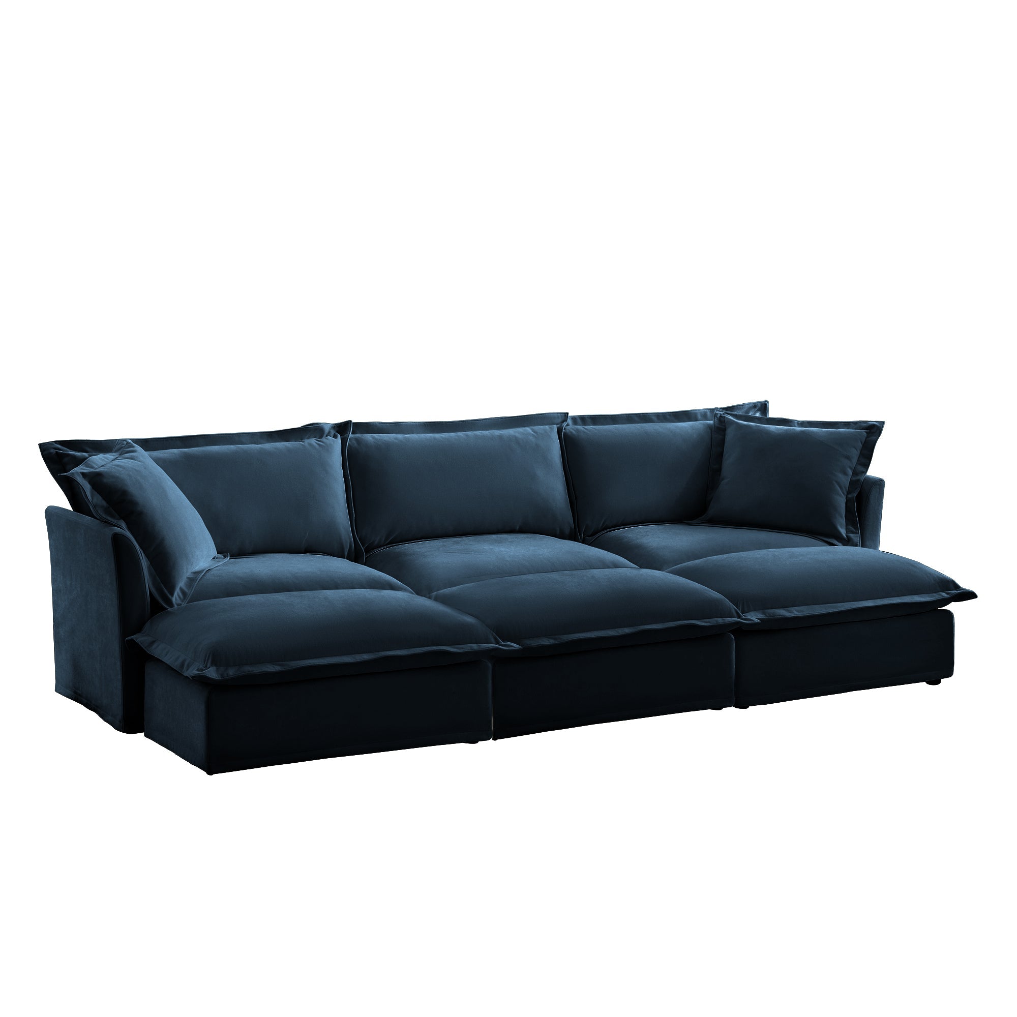 Slipcovered Sofa Couch, Modern 3 Seater Sofa with Suppleness Armrests,Deep Seat Sofa with Soft Multiple Big Pillows, Comfy Couch for Living Room, Apartment,Chenille, Blue