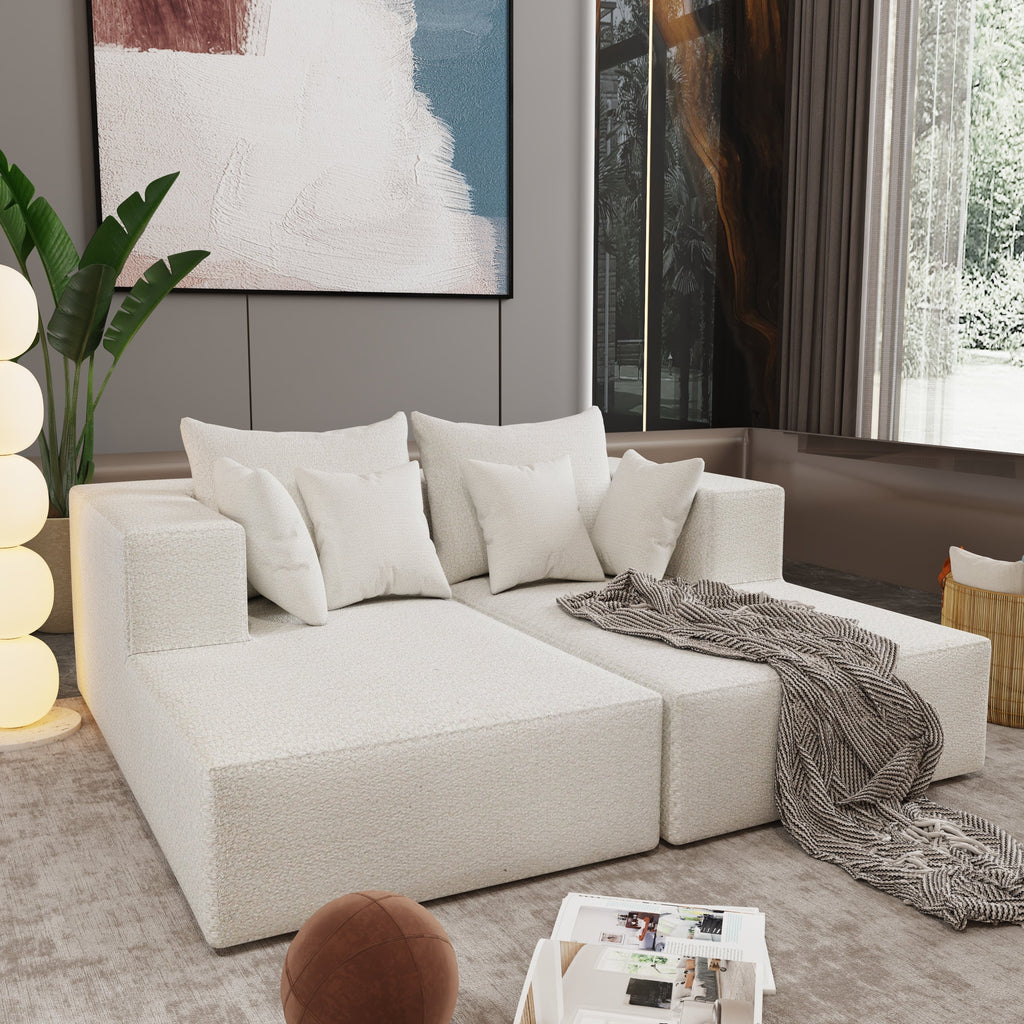 Four seater combination sofa, sofa bed, made of high-density sponge and soft linen fabric, with multiple combination methods (beige)