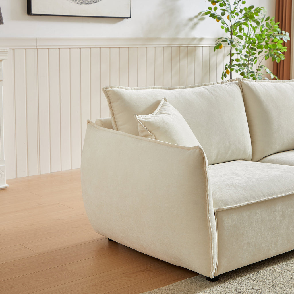 3-Seater + 3-Seater Combo Sofa Modern Living Room Sofa, Linen Fabric Sofa, Wooden Frame with 4 Pillows, Apartment Sofa Furniture