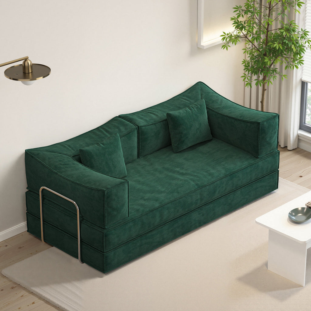 78.8 inch  Modular sofa, convertible pudding block sofa, floor-standing sofa bed with armrests and comfortable sofa bed, compression sofa for living room and bedroom -  (Green)