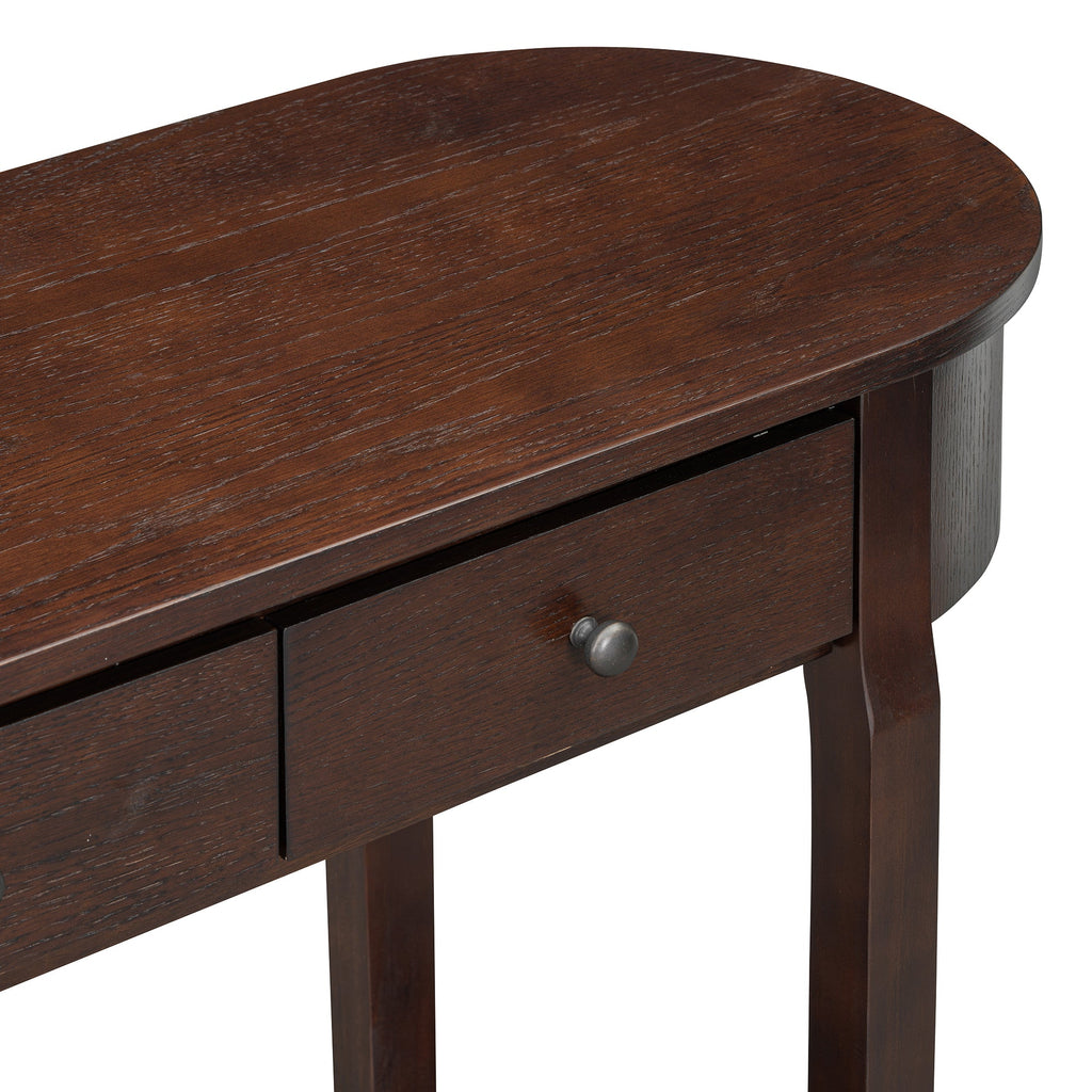 TREXM Elegant Retro Console Table with Curved Design and Smooth Glaze for Entryways, Living Rooms and hallways (Espresso)