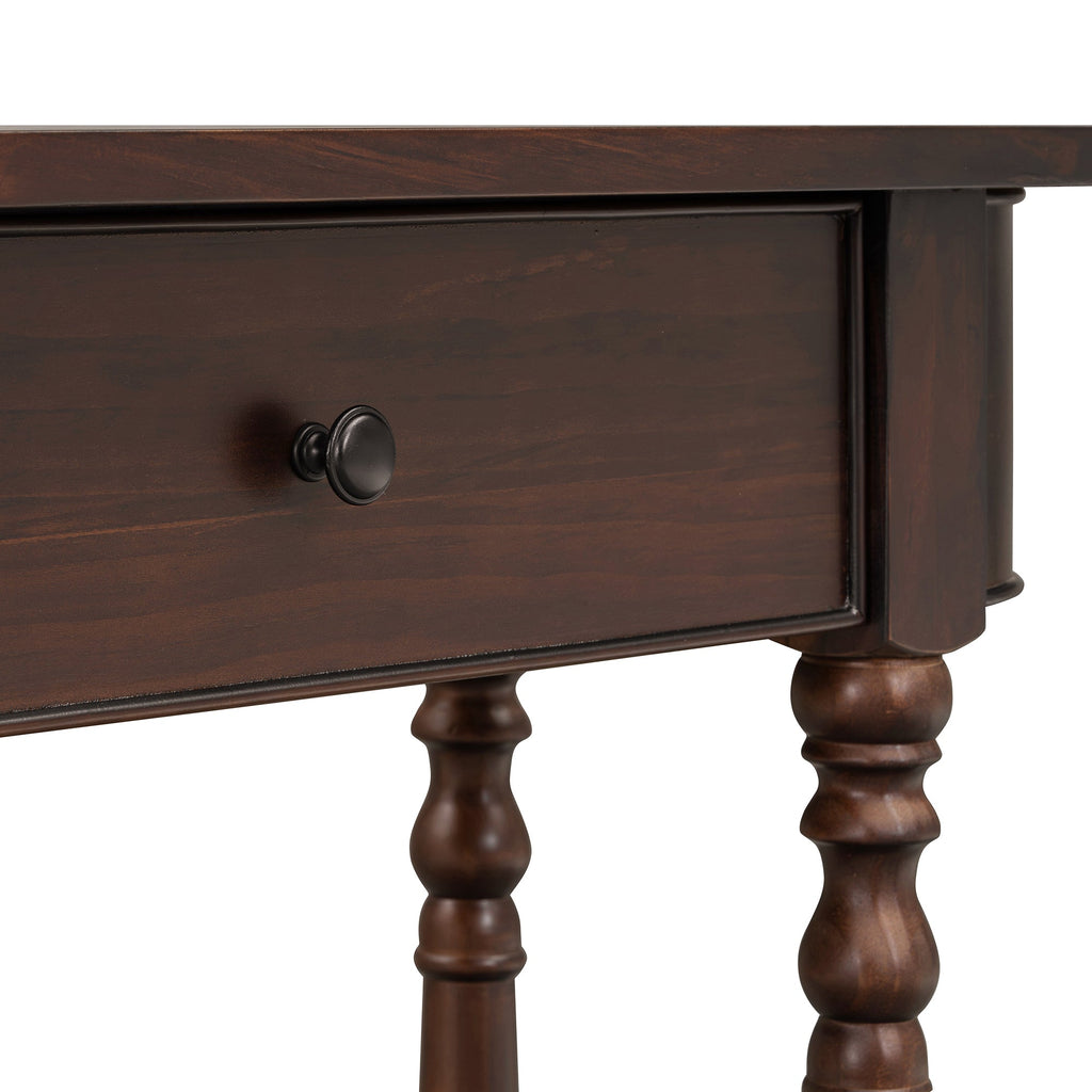 TREXM Narrow Console Table with Curved Corner, Retro Entryway Table with Top Drawer and Open Shelf, Sofa Table Console Tables for Entryway, Hallway and Living Room (Espresso)