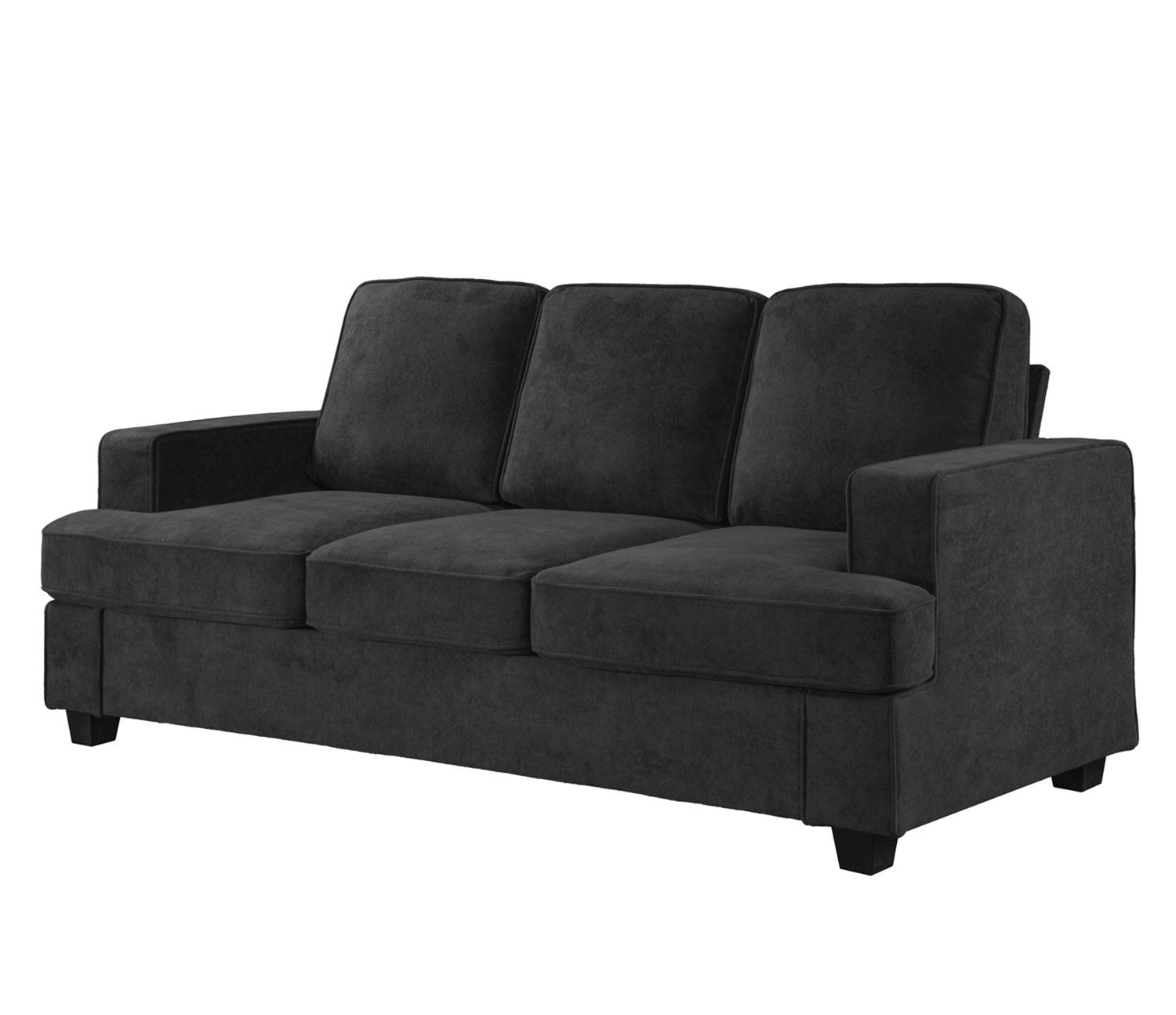 Modern Velvet Sofa, Comfortable 3 Seater Couch with Deep Seating and High-Density Foam, Loose Back Cushions, Wide Arms, Living Room Furniture for Home, Apartment, Office, Black