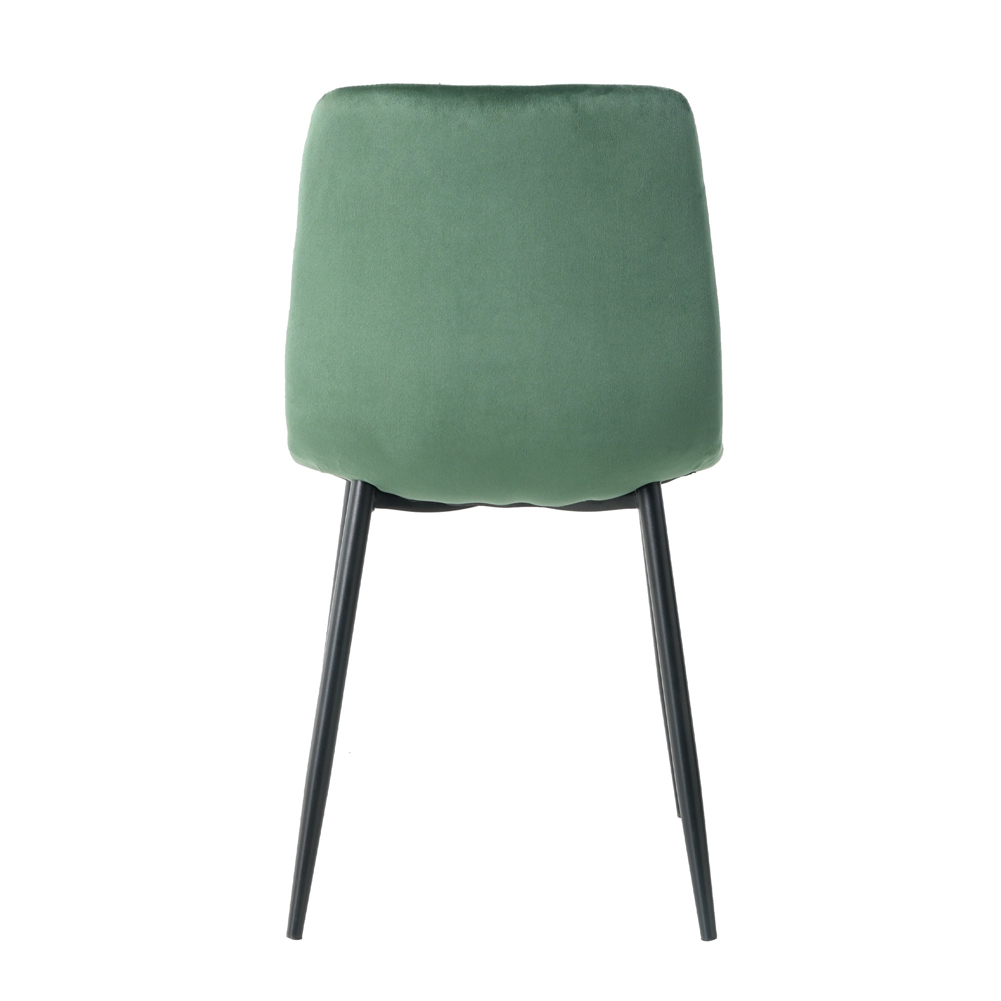 Indoor green velvet dining chair, modern kitchen dining chair with backrest, Black painted chair legs, Family Kitchen Dining Room and living room (set of 2)