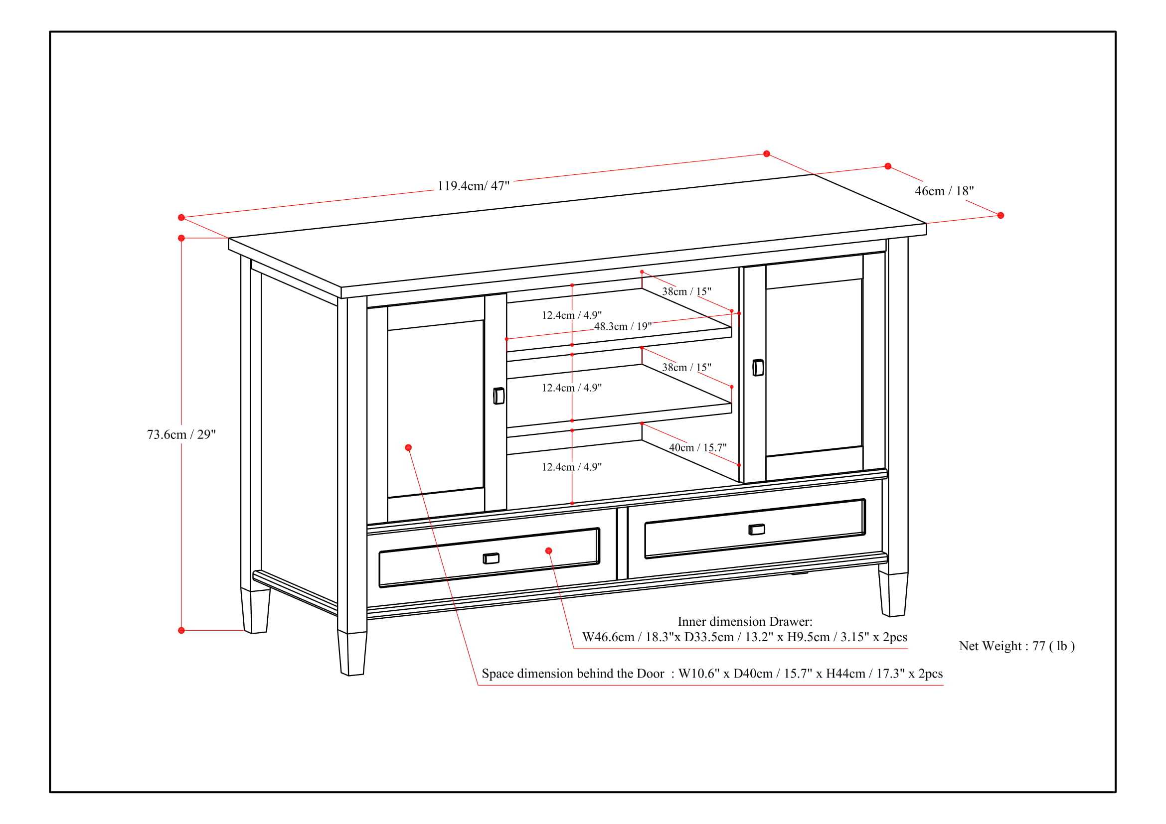 Warm Shaker - TV Media Stand - Tobacco Brown