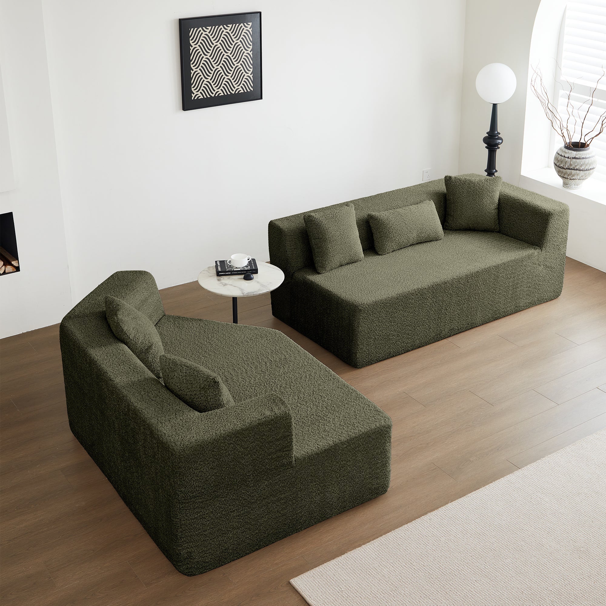 127.5'' Modern Minimalist Sectional Cloud Couch With Deep Seat,No Assembly Required