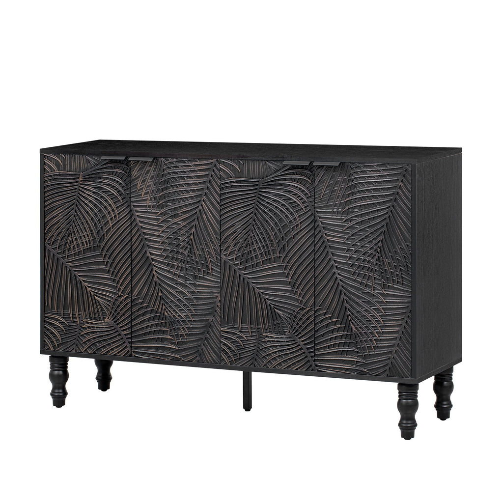 U-Can 47.2'' Modern TV Stand, Entertainment Center Media Console with 2 Spacious Storage Space, Solid Wood Legs and Anti-tip Device For Living room, Up to 43''