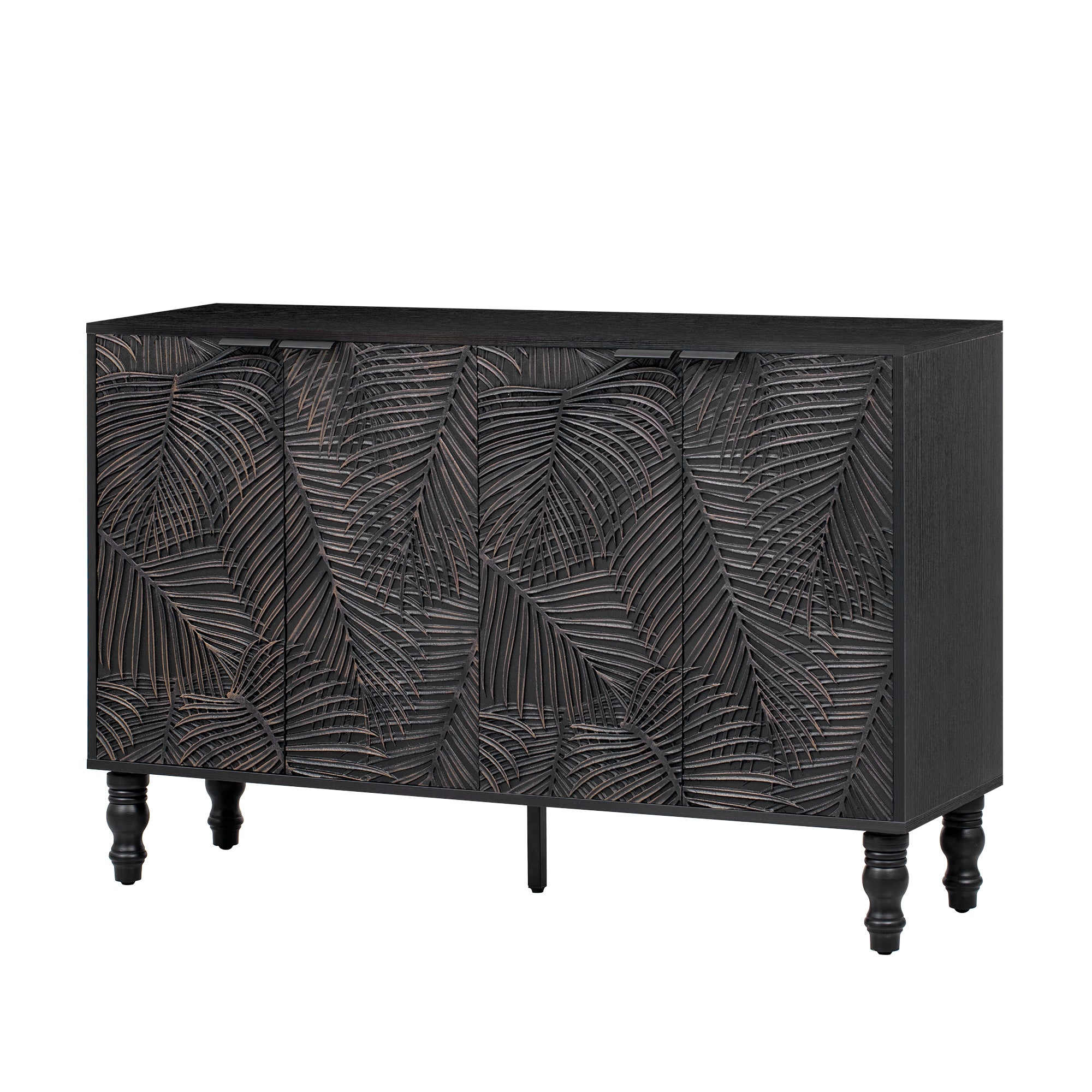 U-Can 47.2'' Modern TV Stand, Entertainment Center Media Console with 2 Spacious Storage Space, Solid Wood Legs and Anti-tip Device For Living room, Up to 43''