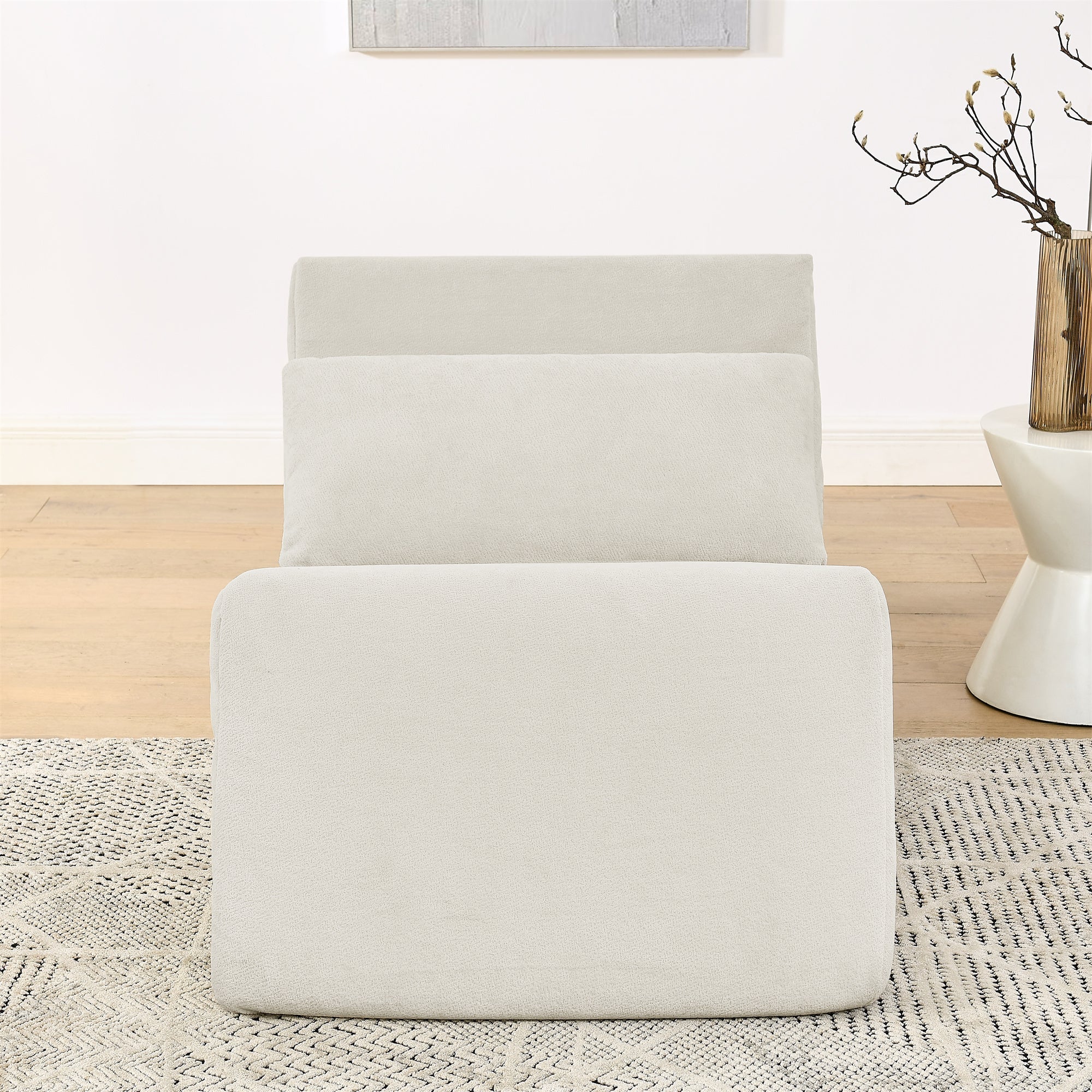 Bean Bag Chair, Lazy Floor Sofa Couch for Adults and Kids, Fireside Chair with Ergonomic Design, Memory Foam Lounge Chair for Living Room Bedroom, Office, Beige