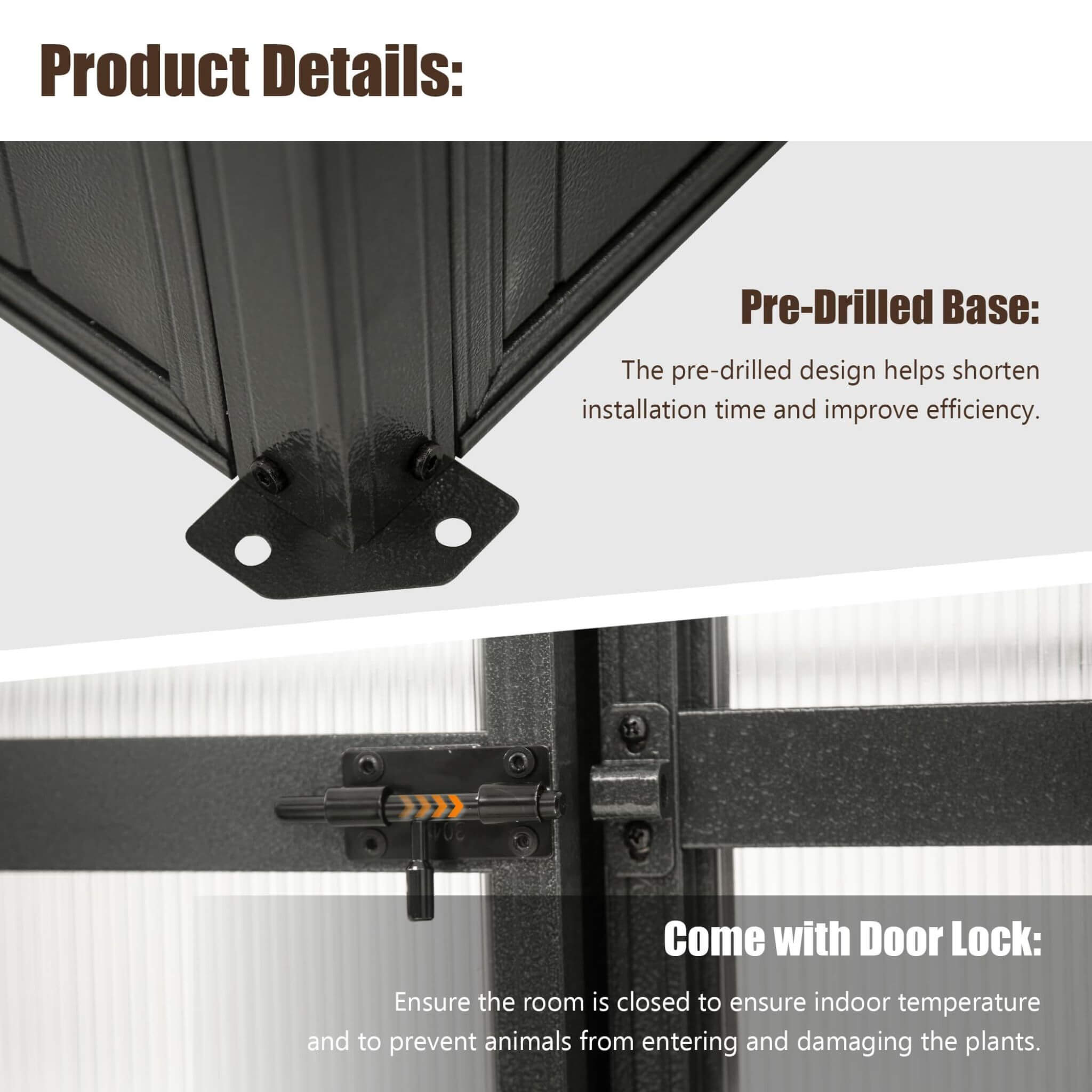 [06X08FT] Heavy Duty Outdoor Polycarbonate Greenhouse With Fully Automatic Temperature Control Vent (SAK51892)