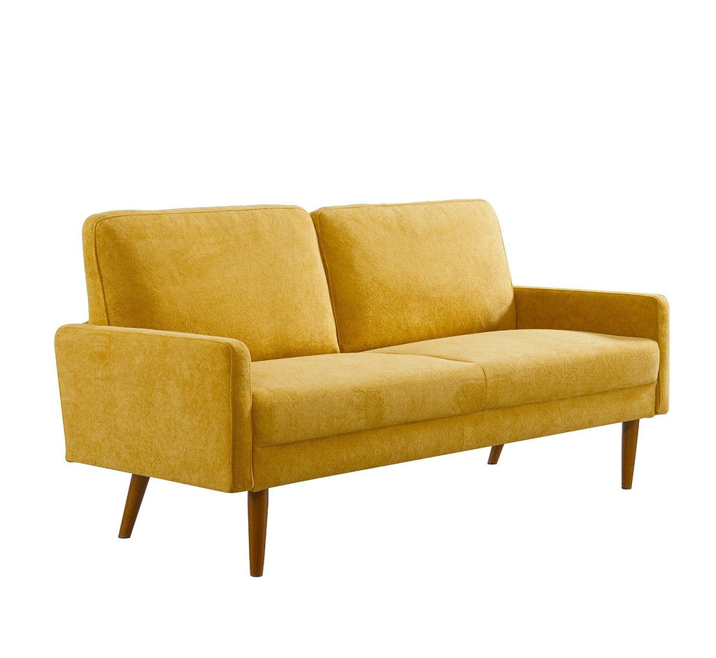Velvet Sofa, European Style with Sleek Design, Modern & Vintage Flair, Upholstered 3 Seater Couch, Chic Living Room Furniture Seating for Home, Apartment or Office, Mustard Yellow
