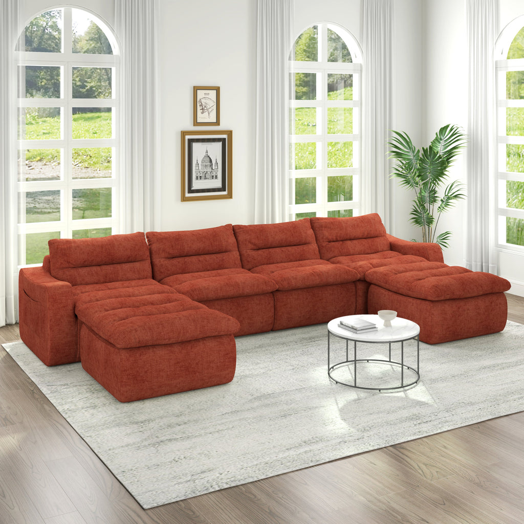 Compression combined sofa, modern lazy style combined sofa, comfortable beanbag sofa, can be combined at will, no need to assemble, suitable for living room-Orange