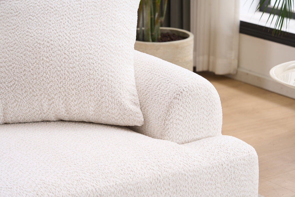 LY-024 BEIGE COMPRESSION SOFA: 4-seater combined sofa, Crochet Yarn Fabric, full sponge compression sofa,combined sofa with 4 pillows for home living/ Home Furniture/ Apartment