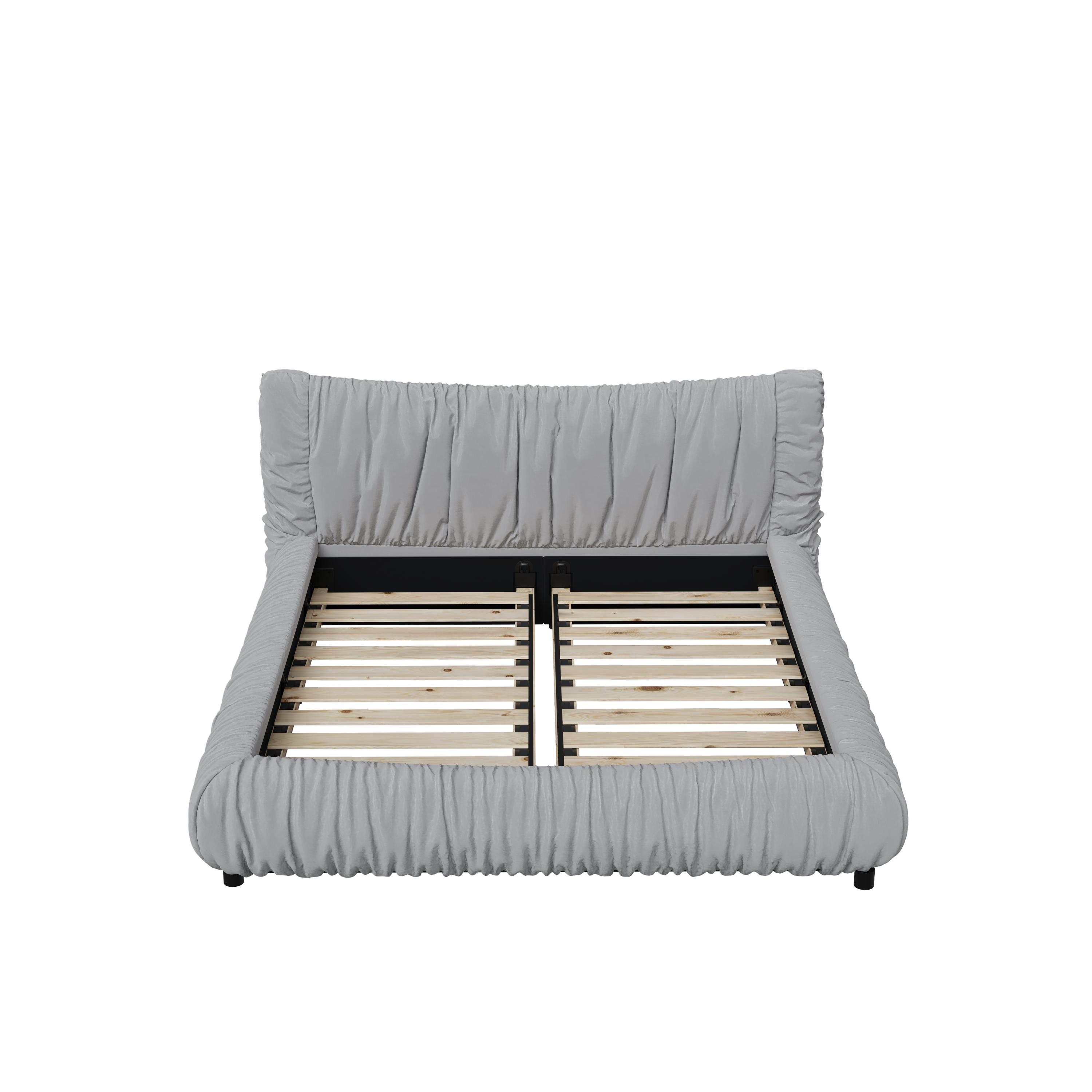 King Size Luxury Upholstered Platform Bed with Removable Cushion and Solid Wood Frame,suitable for Multiple heights of mattresses,LIGHT GREY