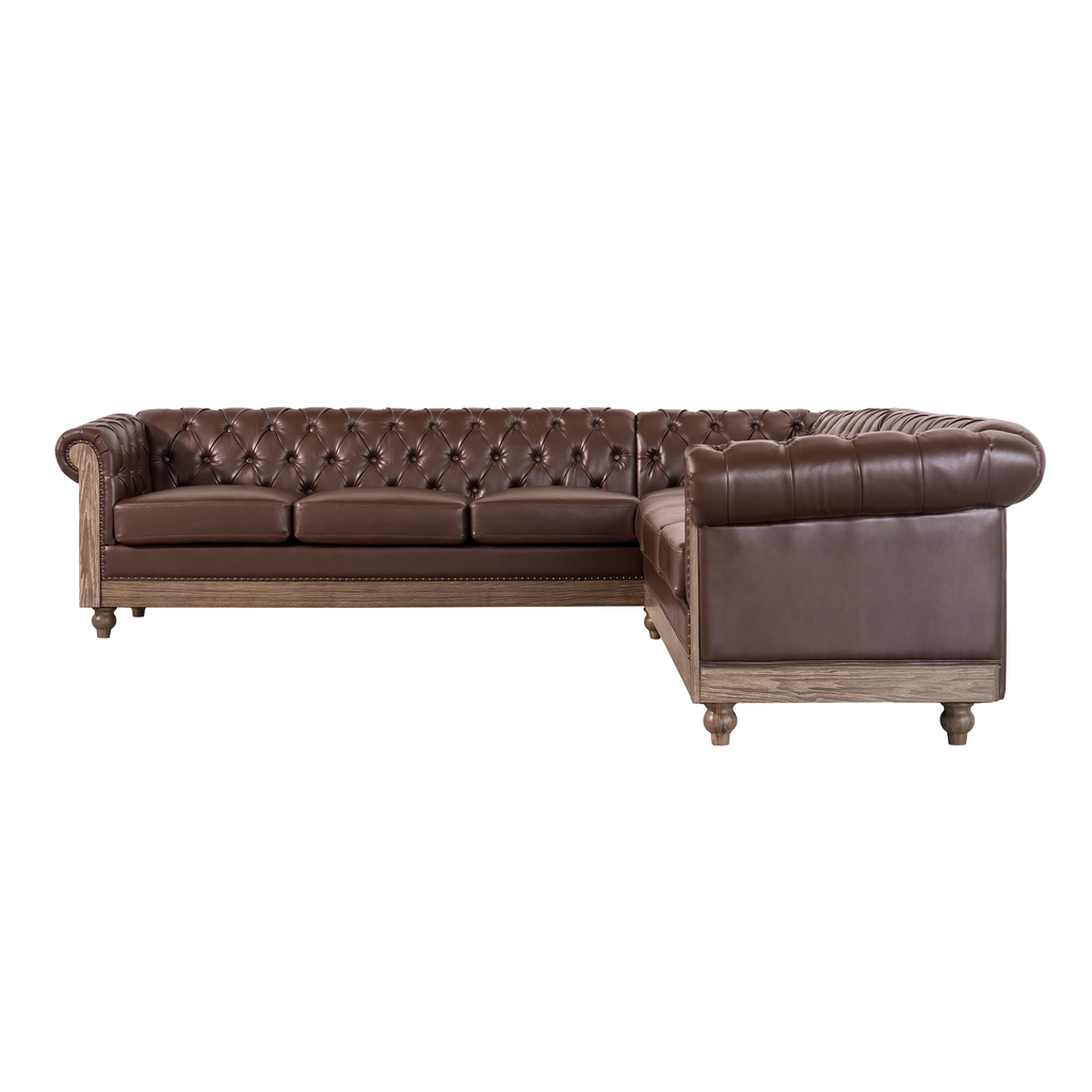 Mirod Comfy Large Sectional Sofa with Wooden Legs, Retro Style for Living Room