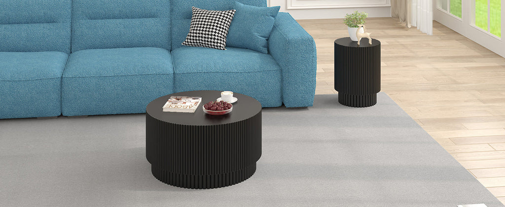 15.72-inch H-barrel coffee table, Nordic style, simple design, suitable for indoor and outdoor use, magnesium oxide material, suitable for living room, bedroom or garden sofa