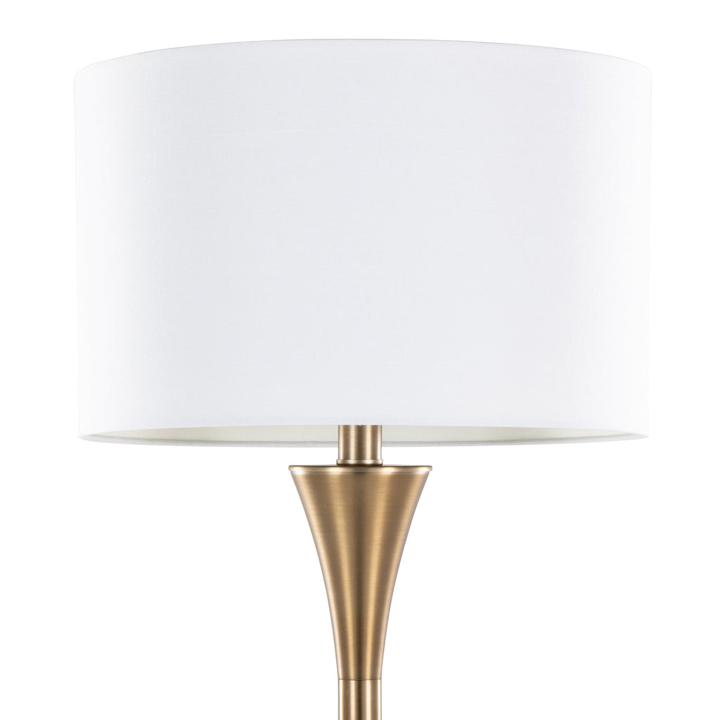 Lenuxe 65' Contemporary Metal Floor Lamp in Matte Golden Bronze Metal and White Linen from Grandview Gallery by LumiSource