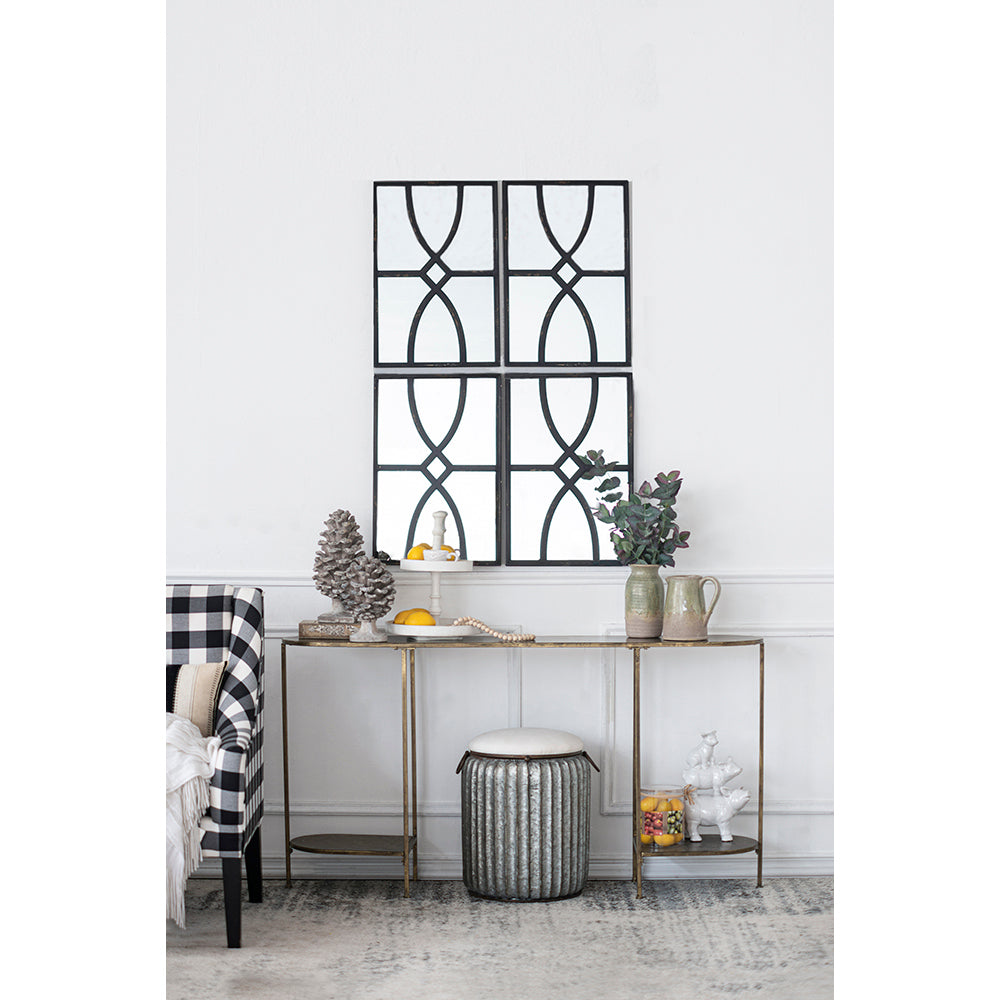 16" x 23" Rectangular  Wooden Wall Mirror with Antique Black Frame, Vertical or Horizontal Home Decor for Living Room, Set of 2