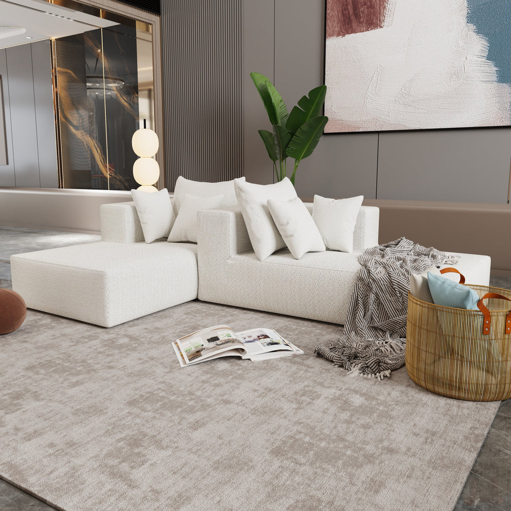 Four seater combination sofa, sofa bed, made of high-density sponge and soft linen fabric, with multiple combination methods (beige)