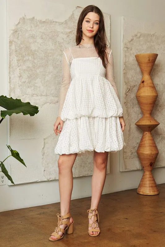 Davi & Dani Checker Print Side Pockets Textured Mini Dress