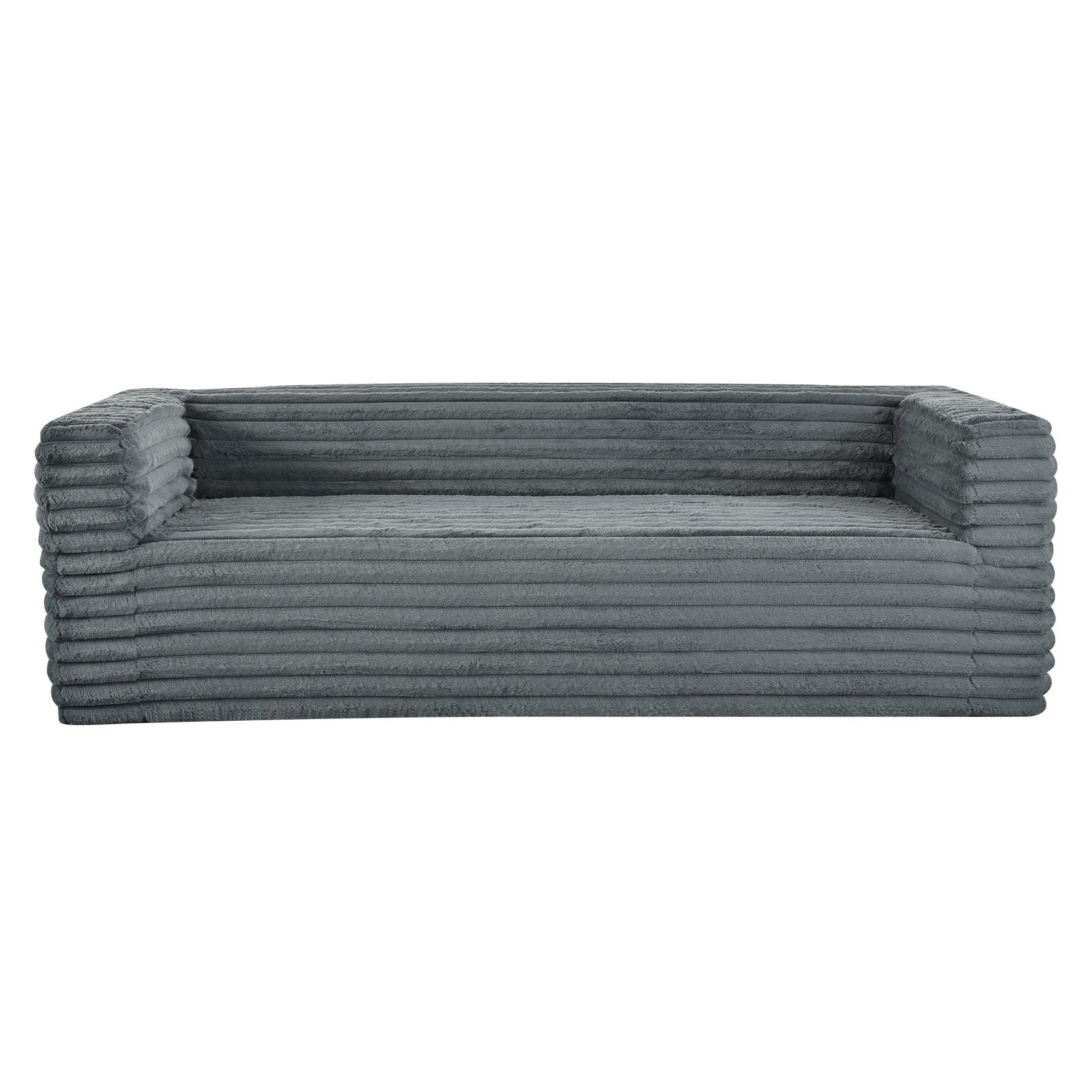 89" Modern Corduroy Couch, 3 Seats Plush Sofa with Squared Arm,Luxury Comfy Seat Super Soft Couches for Living Room,Small Space,Office,Apartment,No Assembly Required