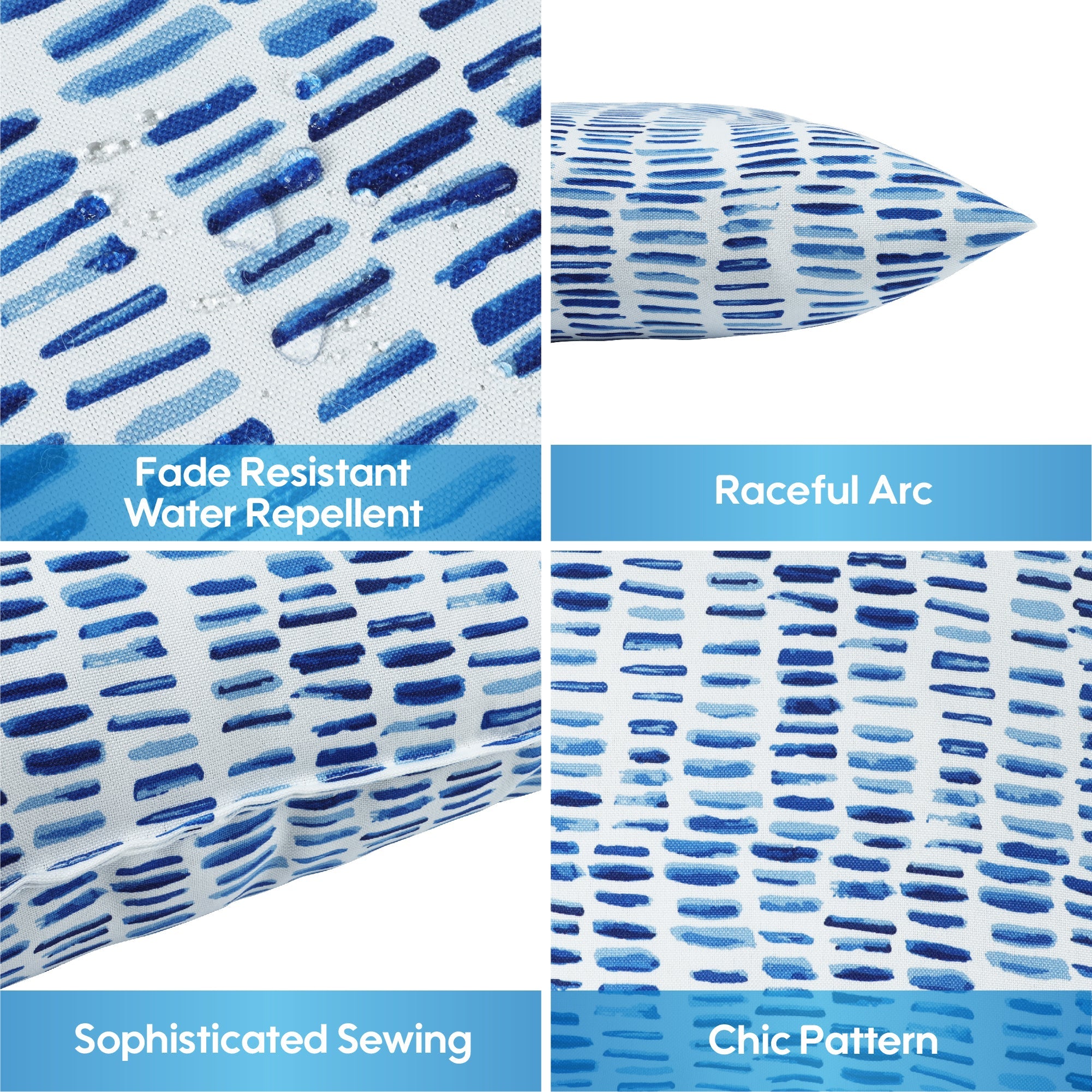 2 Pack Outdoor Throw Pillows, Patio Cushions Simulated Straw Weaving Strip)for Garden, Porch, Poolside Furniture - Soft & Comfortable Decorative Pillow Covers (18x18 Inch,Blue)