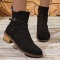 Side Zip Block Heels Boots