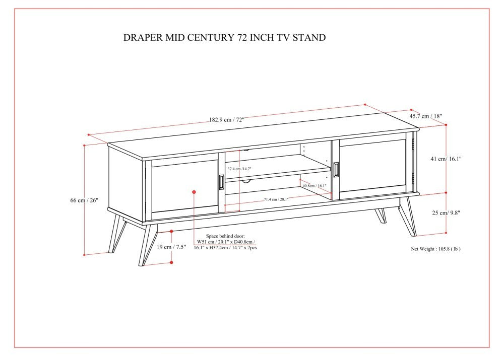 Draper Mid Century 72 inch TV Stand
