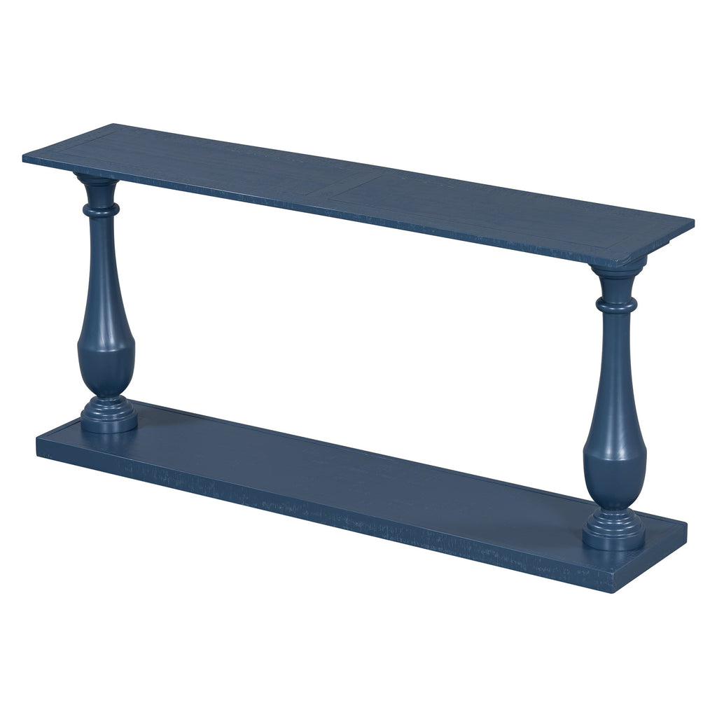 U_STYLE Vintage Sofa Table Console Table with Luxurious Pine Veneer and Elegance Vase-Leg Design,for Living Room Study room Entryway Bedroom