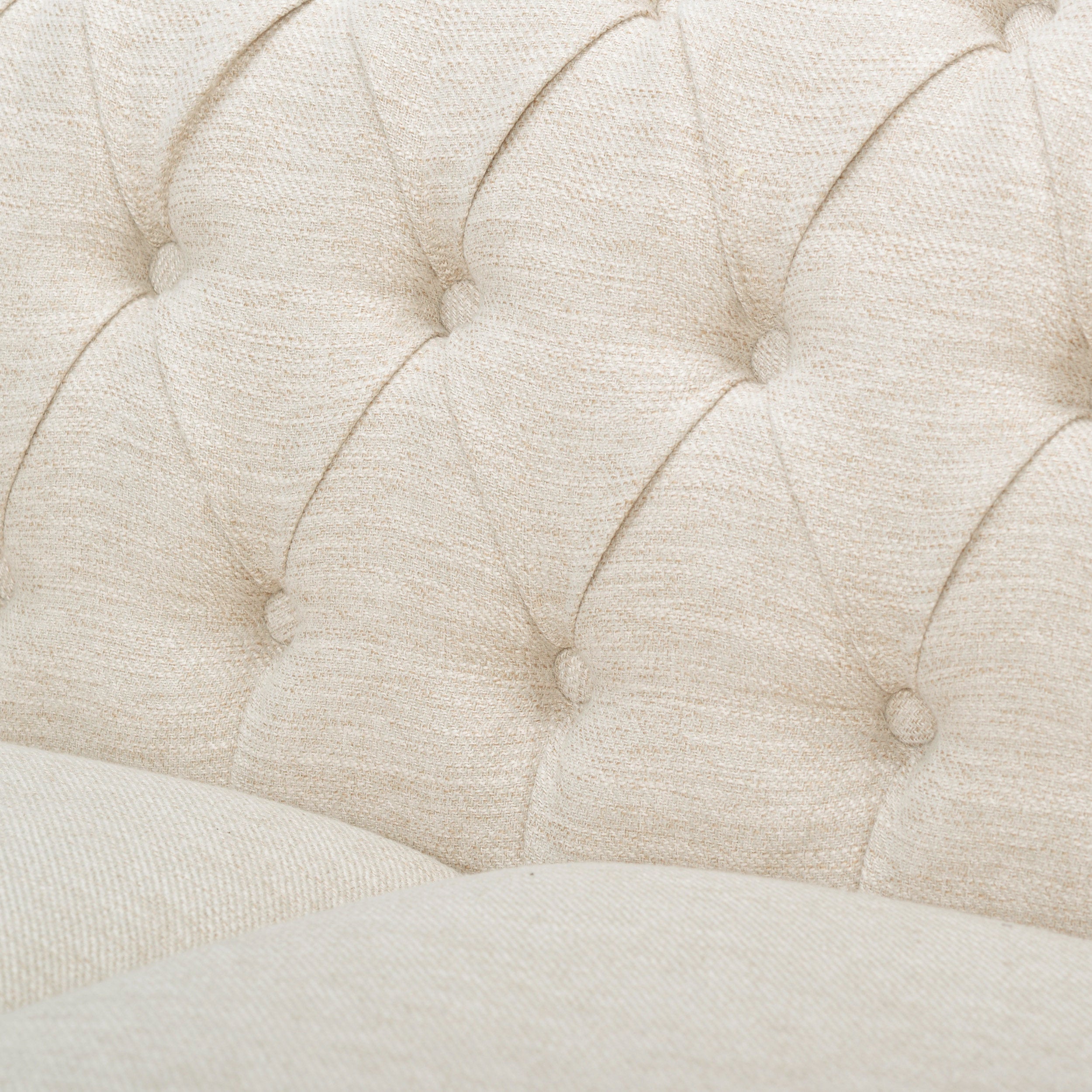 Chesterfield Style 3-Seater Sofa with Deep Button Tufting in Beige Fabric