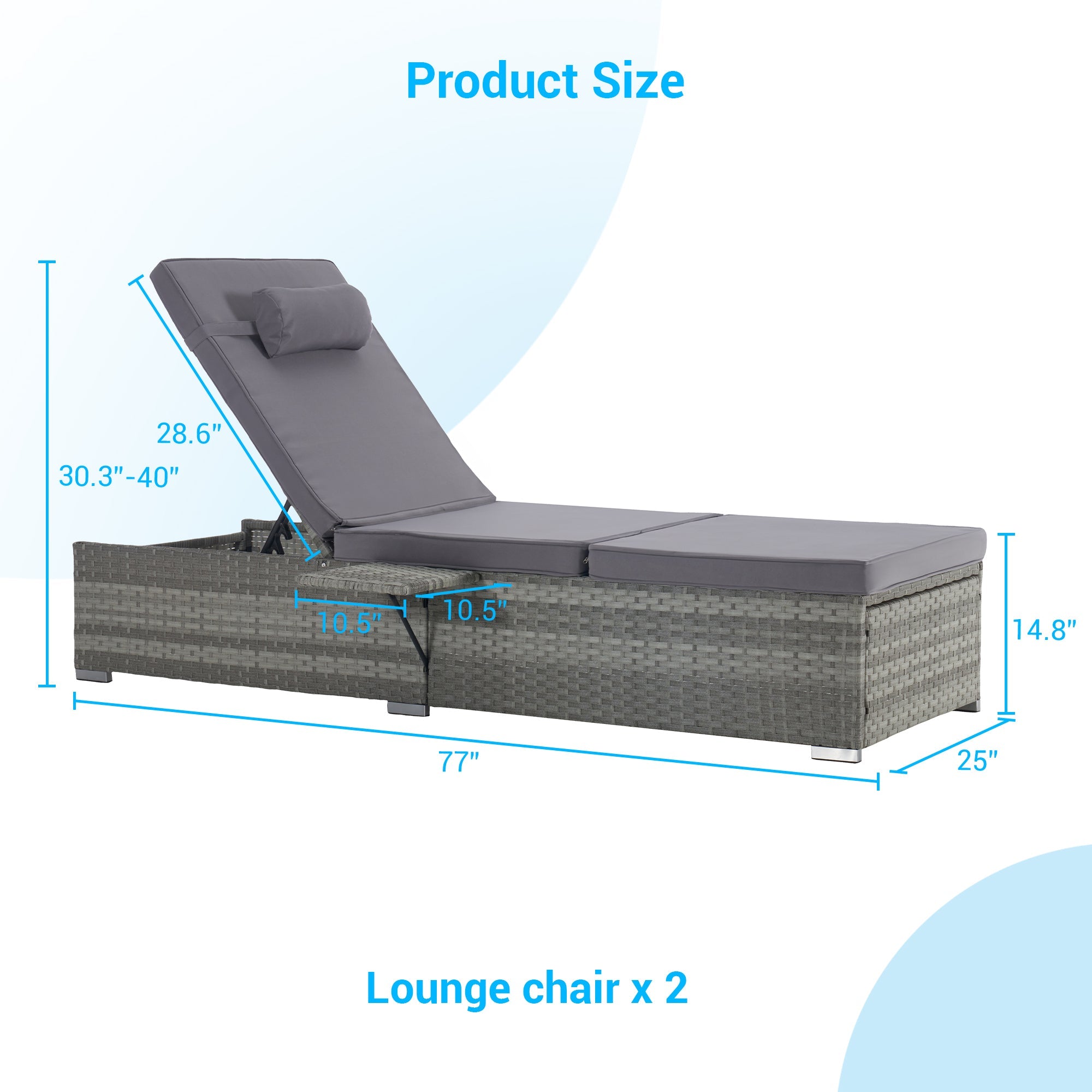 OUTDOOR  SOFA  PE RATTAN FURNITURE  DECK CHAIR GRAY RATTAN