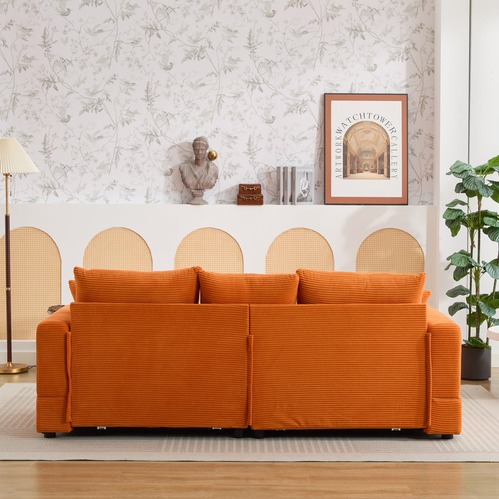 Modern Sectional Couch , 2 Pieces Corduroy Couch Cushion Covers , Soft Stretch Sofa Slipcovers with 2pcs Pillows