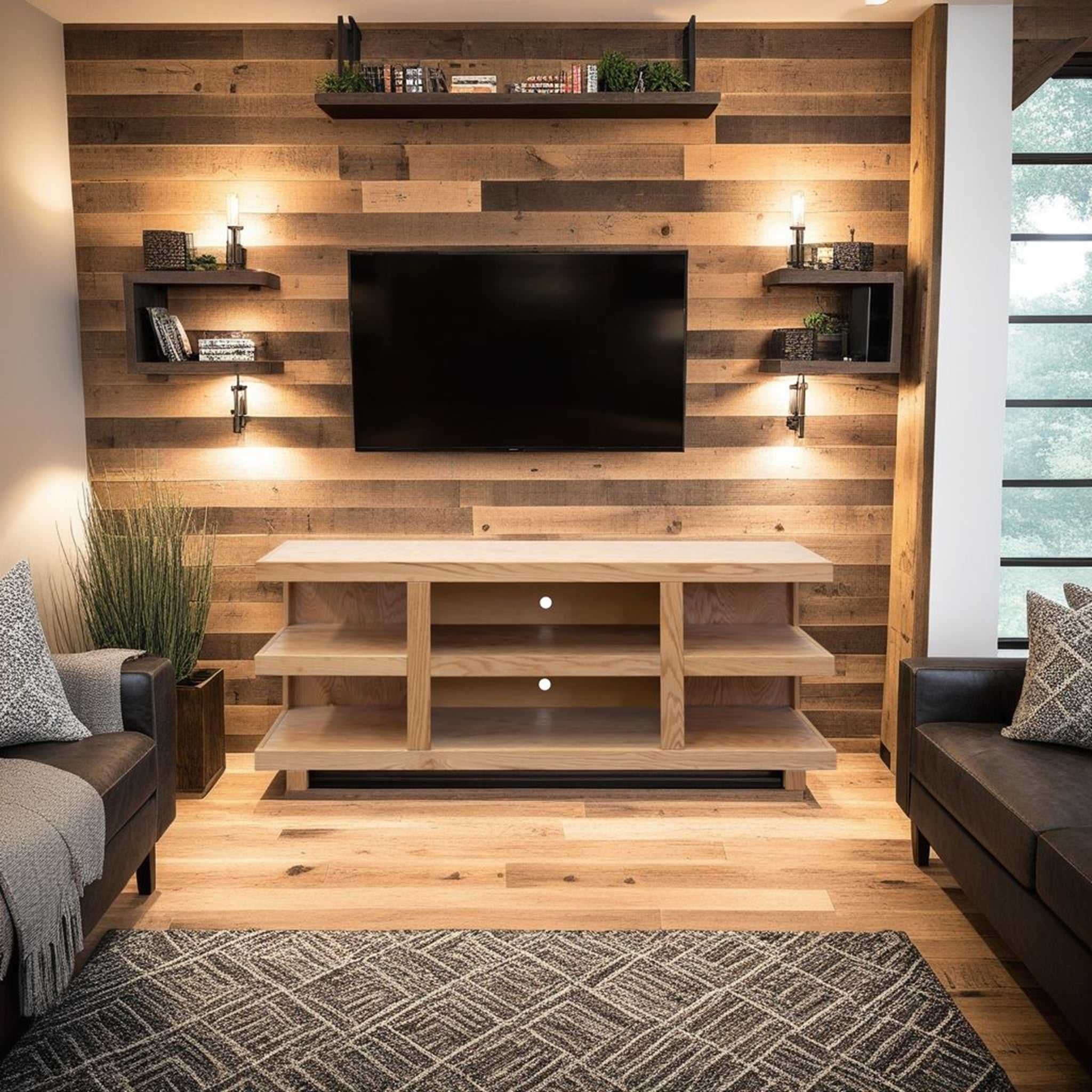 Laurel Canyon 64 inch TV Stand for TVs up to 70 inches, No Assembly Required, Natural Finish