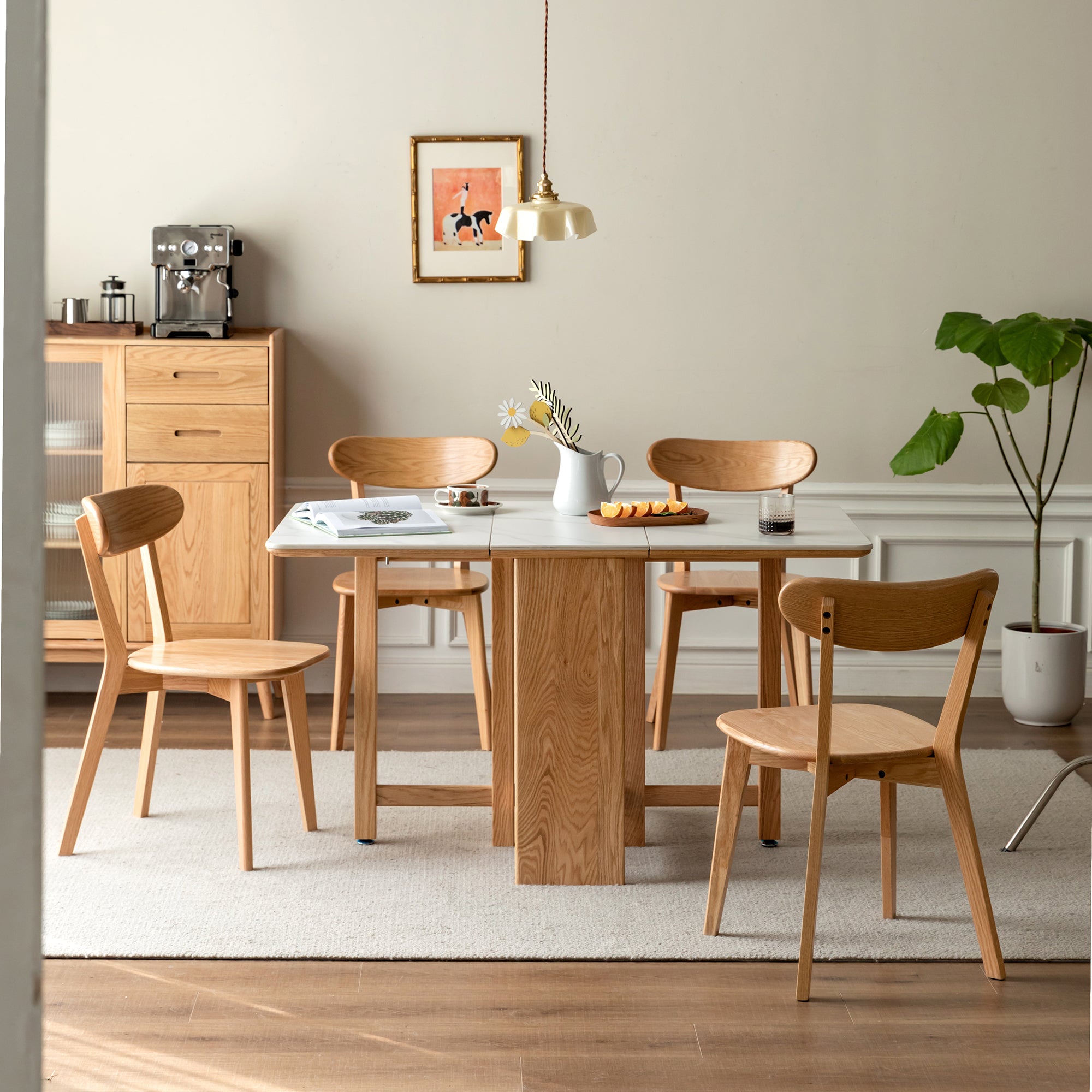 Natural Oak Dining Chair Set of 2 - Solid Wood, FAS Grade, 46.5 * 54 * 80cm