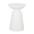 Modern Outdoor Metal End Table with Pedestal Design in White, Iron, 15 x 15 x 20.75 Inches