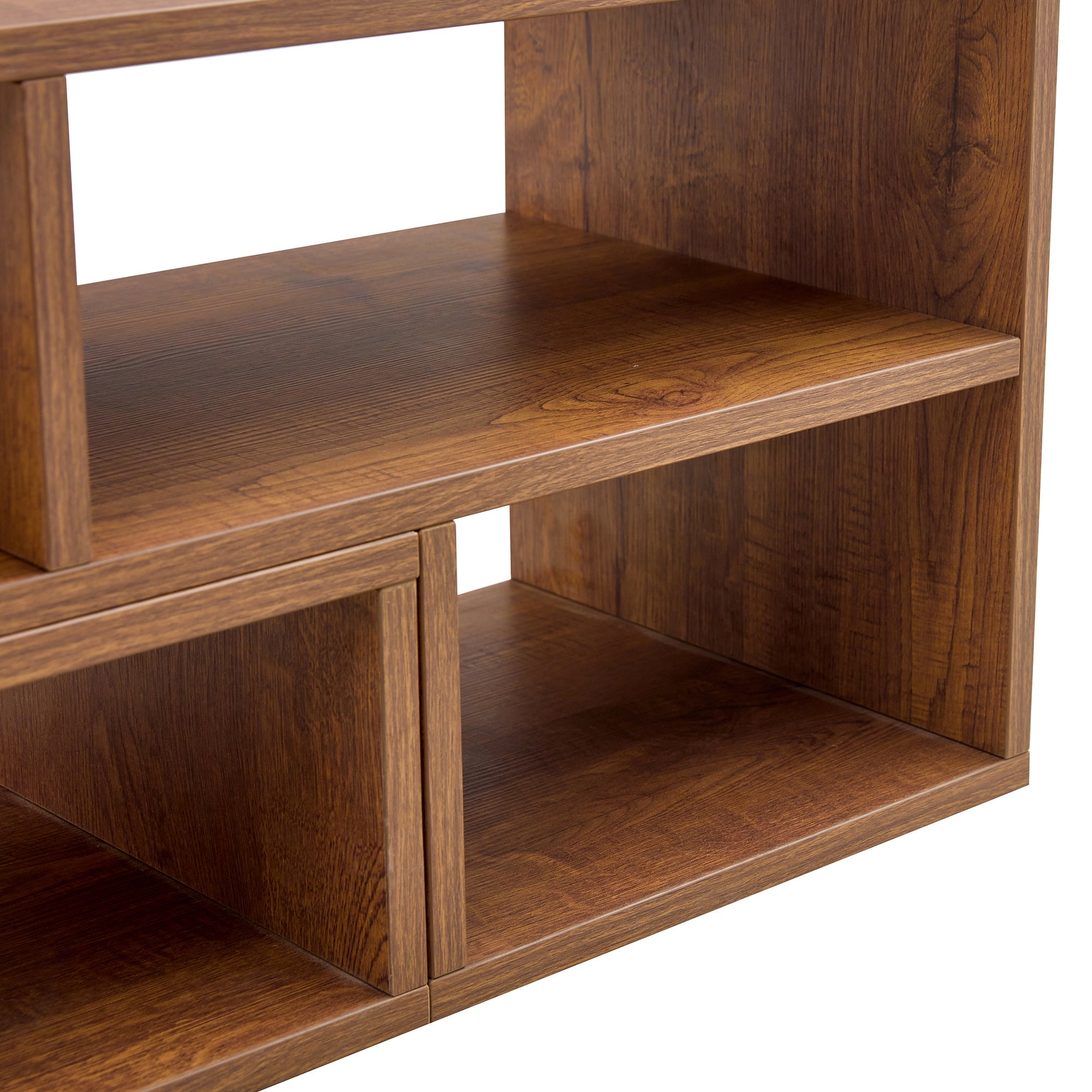 Modern 2-Piece Cube TV Stand with Open Storage, L-Shaped Design, Walnut MDF, 47.2' x 12' x 13.4'