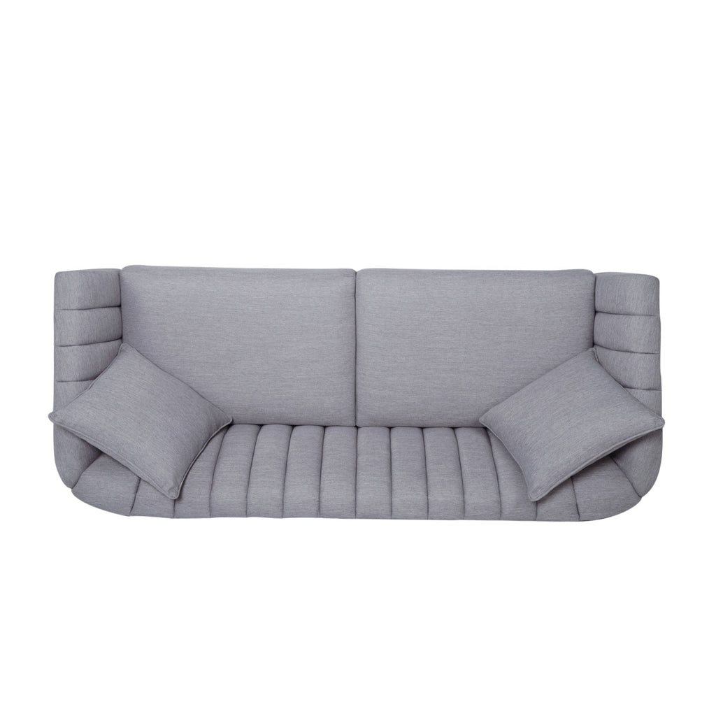 Contemporary 3-Seater Sofa with Plush Accents and Button Tufted Diamond Stitching in Grey Fabric
