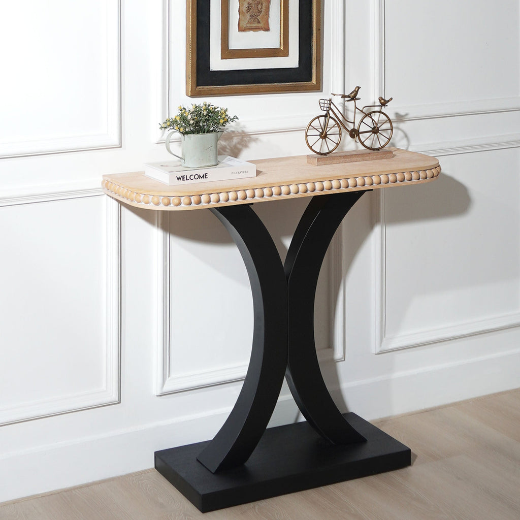 Wood Console Table, Elegant Half-Moon Console Table,35in Small Entryway Table, Thin Sofa Table, Side Table, Display Table, for Hallway, Bedroom, Living Room, Foyer