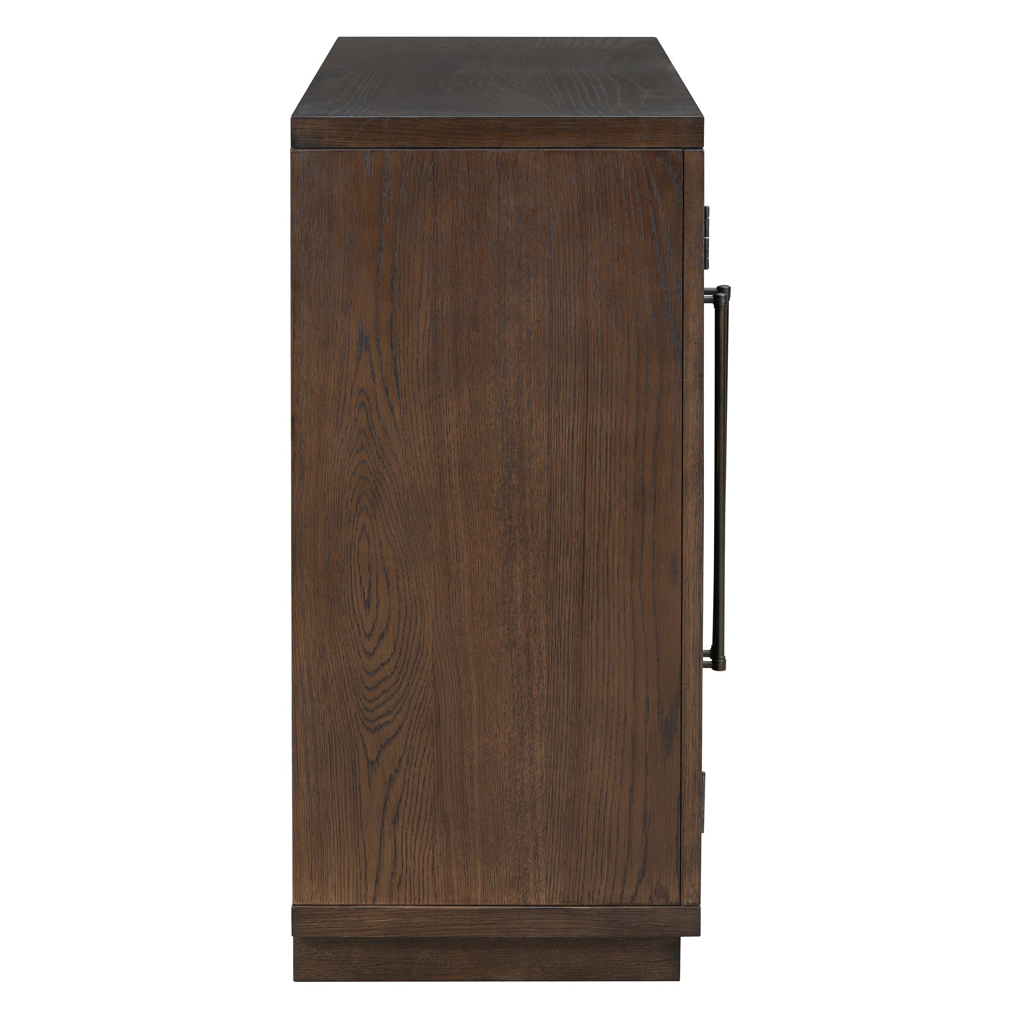 TREXM 4-Door Large Storage Sideboard Buffet Cabinet with Glass Doors, Arched Cabinet with Adjustable Shelves for Kitchen, Dining Room and Living Room (Espresso)