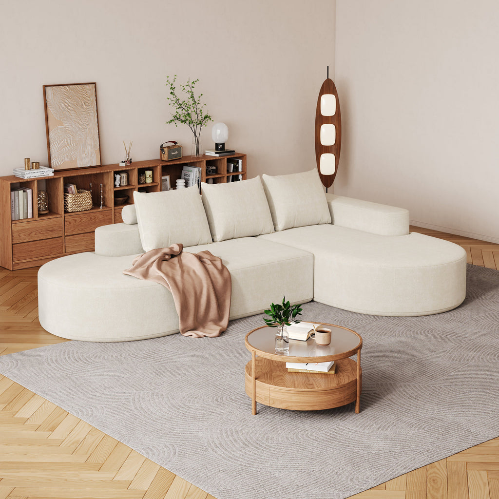 Modern Curved sofa ,Chenille Upholstered Sectional Sofa Couch Set,Modular 108.5' L Shaped Sectional Living Room Sofa Set With 3 Pillows,Free Combination Sofa Couch for Living Room,Bedroom