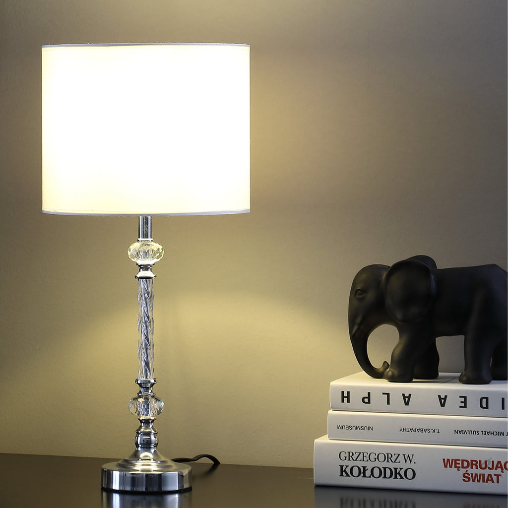19.25' In Audrey Twisted Crystal Modern Silver Table Lamp