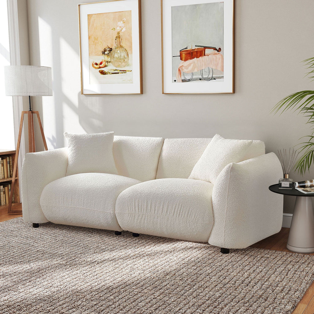 Mid Century Modern Couch 2-Seater Sofa for Livingroom, Beige
