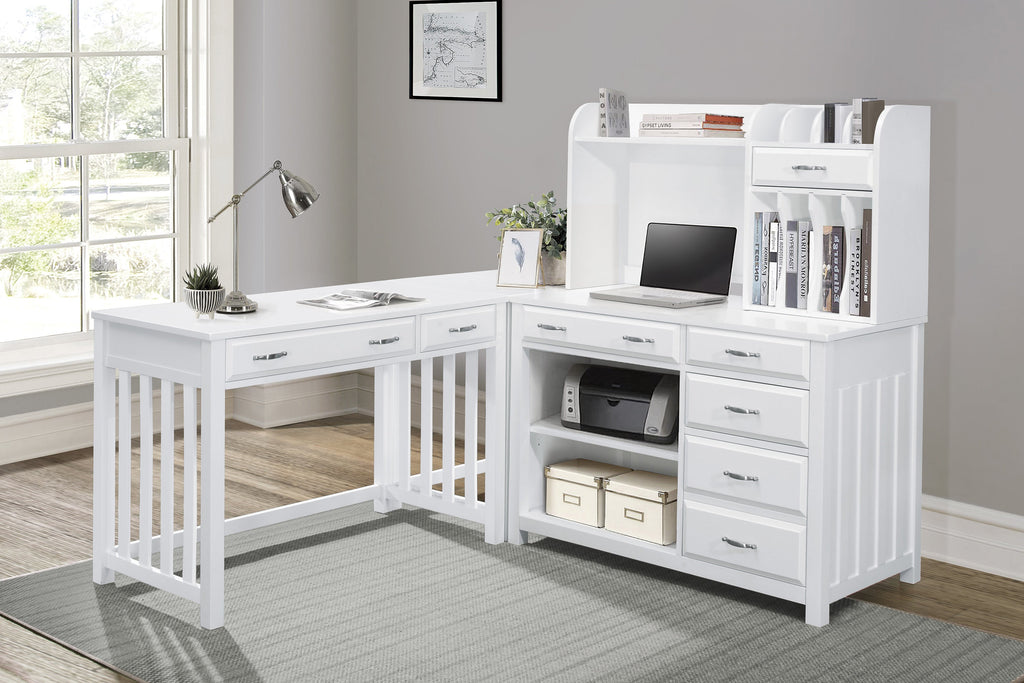 Modern Traditional 1pc Desk with 2x Drawers White Finish Keyboard Drawer Wooden Furniture