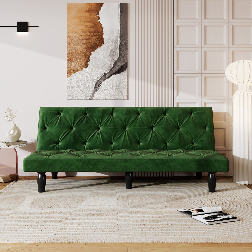 Sofa Magic: 66" Green Velvet Sofa Bed Transforms into a Comfortable Sleeping Space, Perfect for Family Living Rooms, Apartments, and Bedrooms