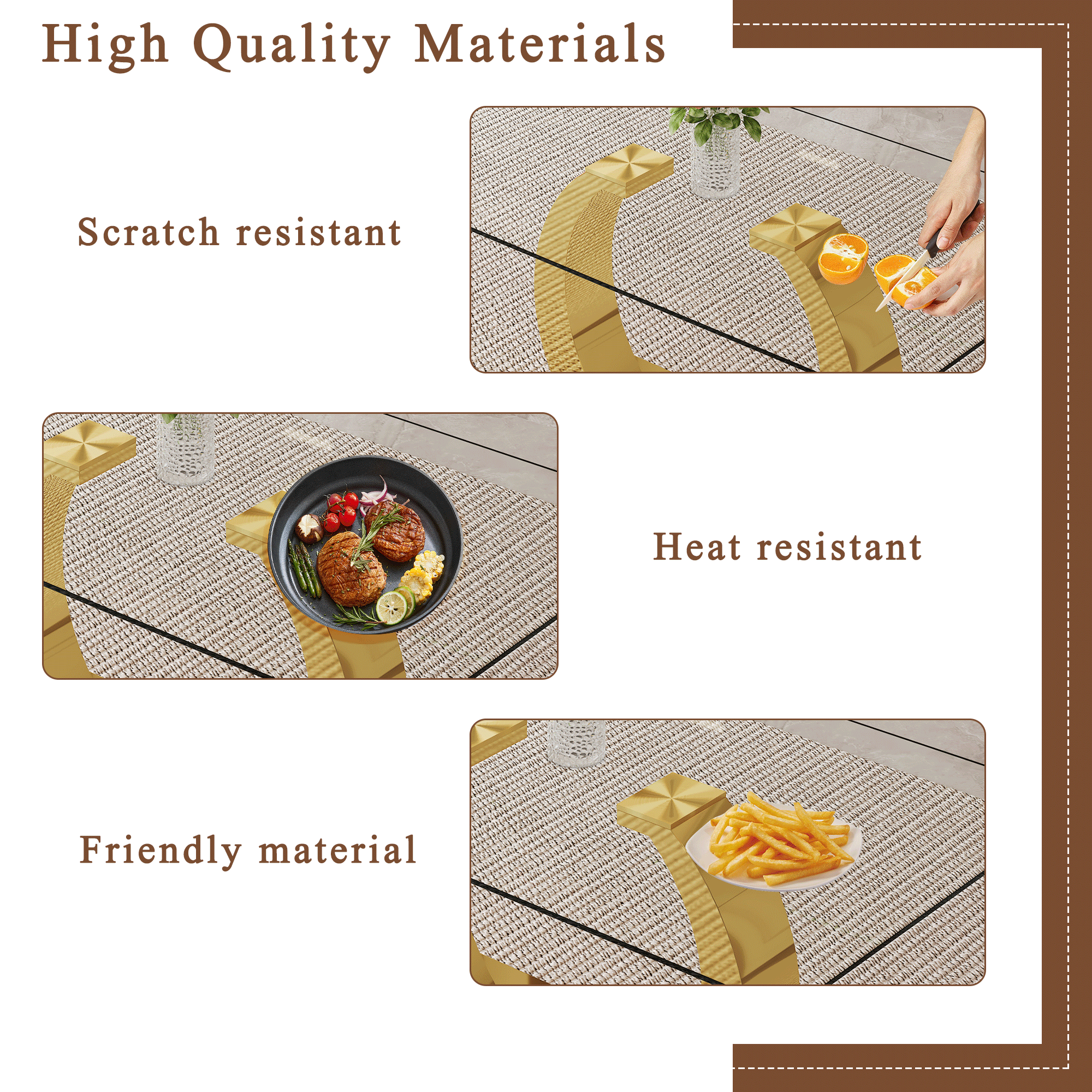 63 x 35.4 x 30-inch Transparent Glass Dining Table - A Perfect Blend of Durability and Elegance.Transparent Tempered Glass Tabletop,Golden stainless steel metal table legs.